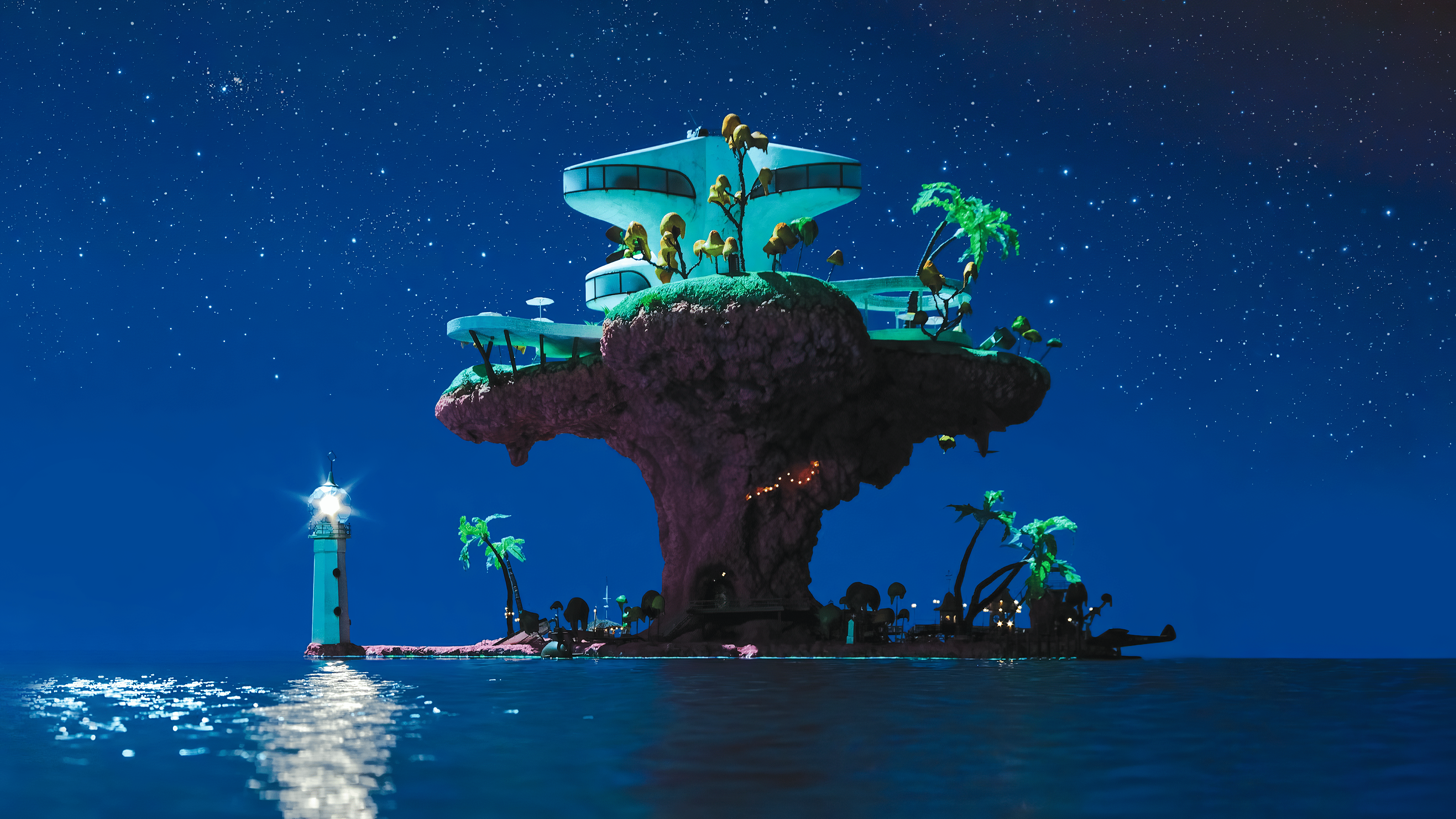 3840x2160 Gorillaz Beach Night Version .