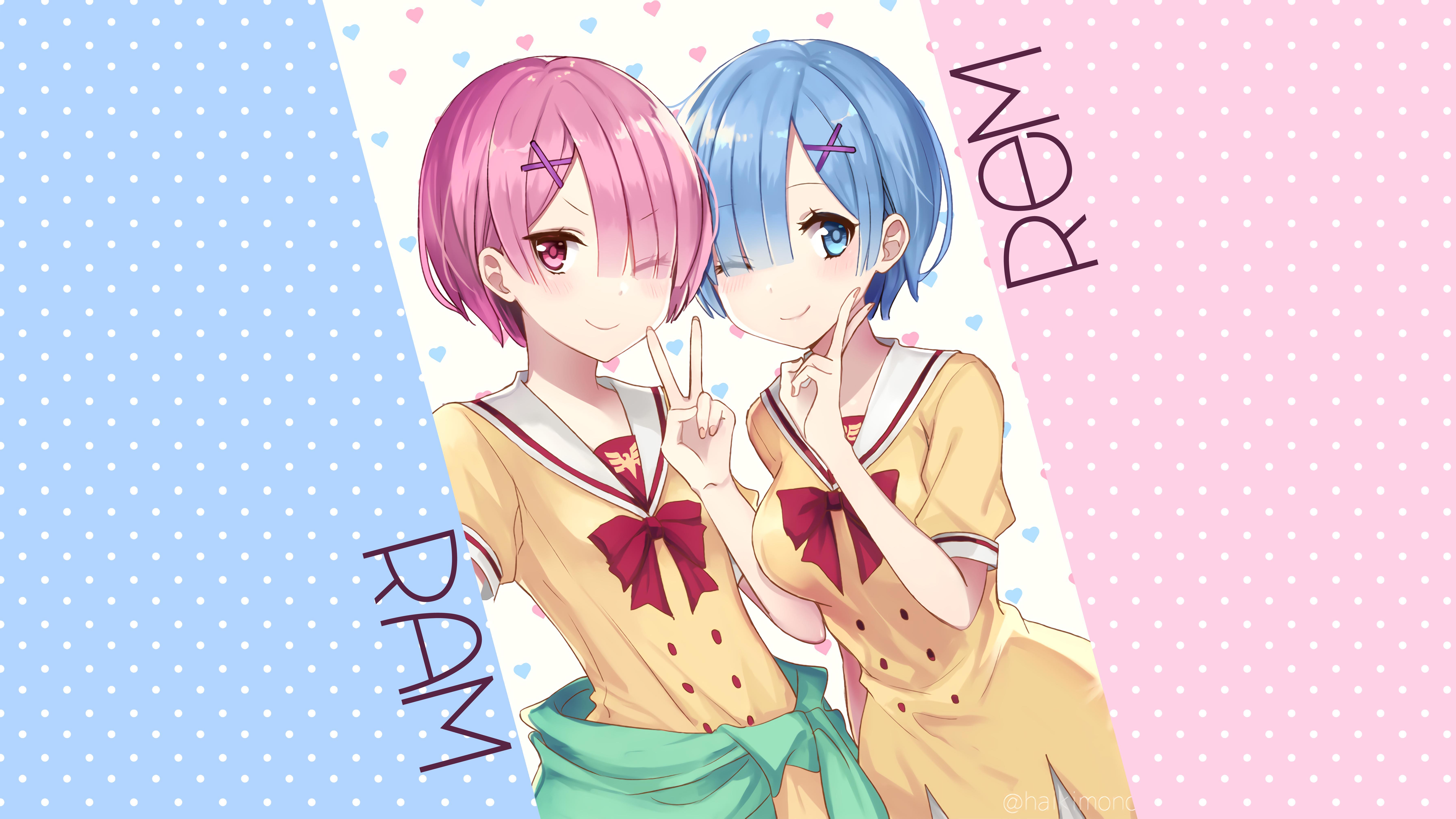 7168x4032 Rem and Ram. Re: Zero Kara Hajimeru Isekai Seikatsu