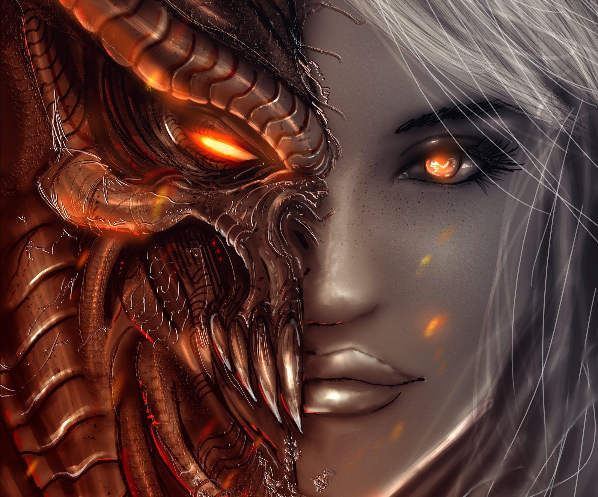 1995x1656 Angel and Demon Love Wallpaper. Demon