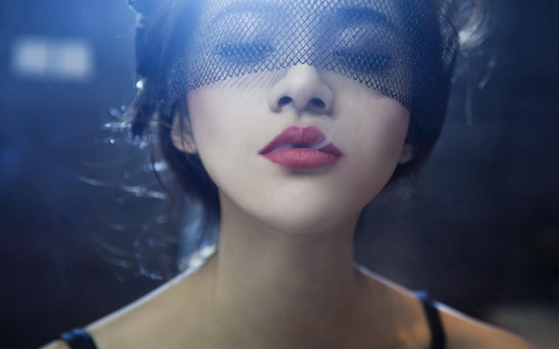 1920x1200 #smoke, #women, #veils, #brunette, #closed eyes