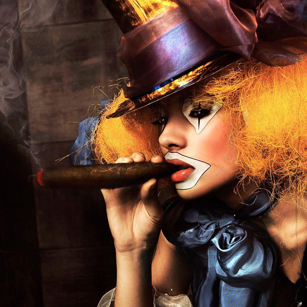 1024x1024 Smoking women iPad Wallpaper Free Download