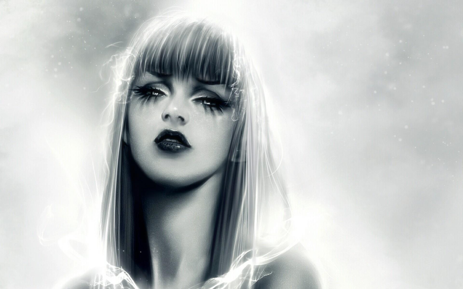 1920x1200 Women Smoke Spray Monochrome Sadness Eyelashes Wallpaper