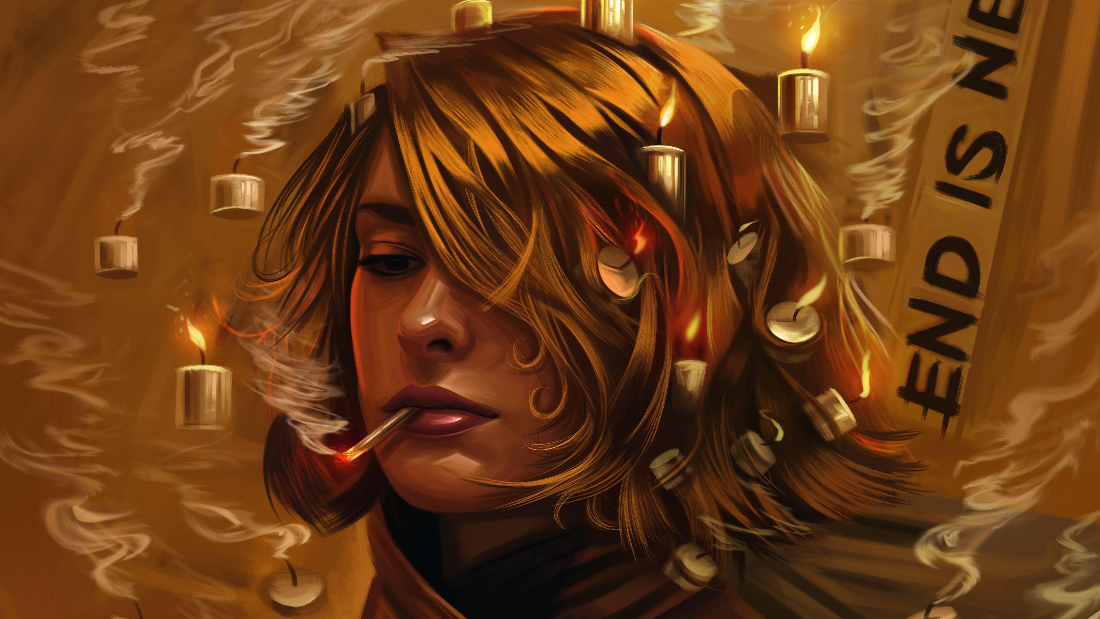 3840x2160 End Is Near Smoking Girl 4k, HD Artist, 4k Wallpaper, Image