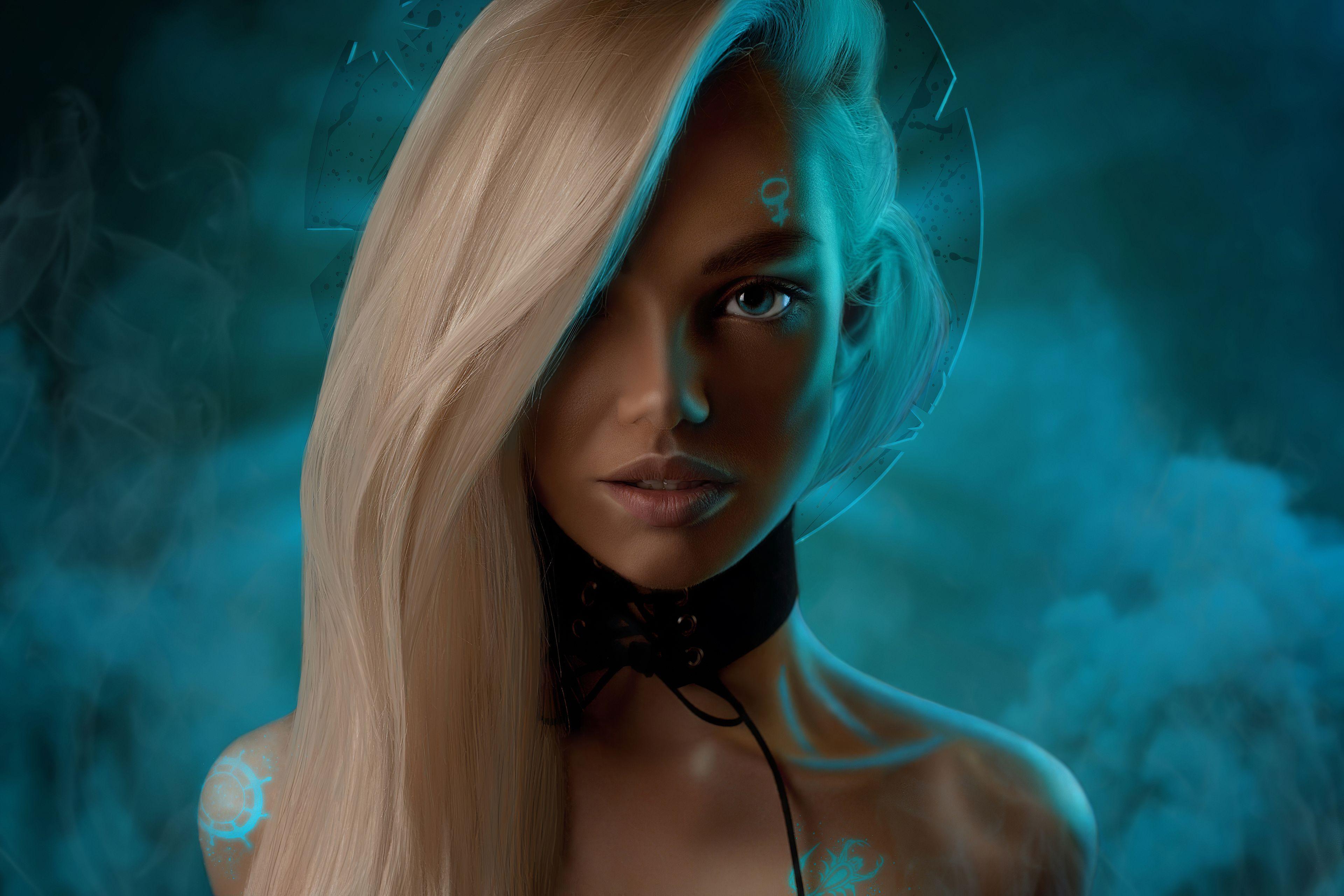 3840x2561 Neon Smoke Women Scifi 4k, HD Artist, 4k Wallpaper, Image