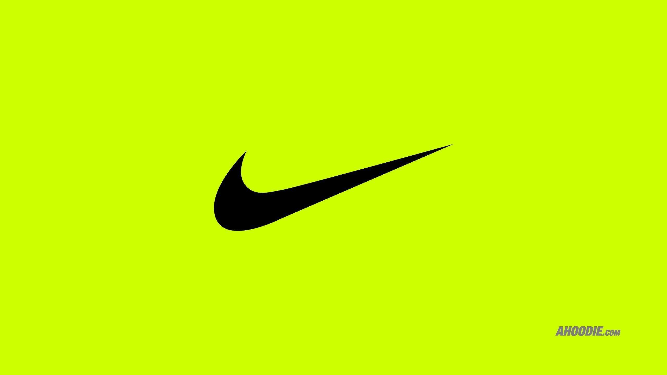 2561x1441 Hình nền màu xanh lá cây Neon Logo Nike