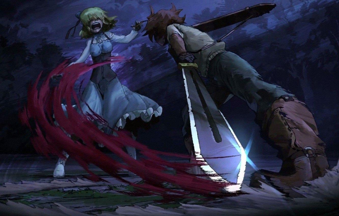 1332x850 Wallpaper sword, blood, anime, ken, blade, manga, japanese, yuusha