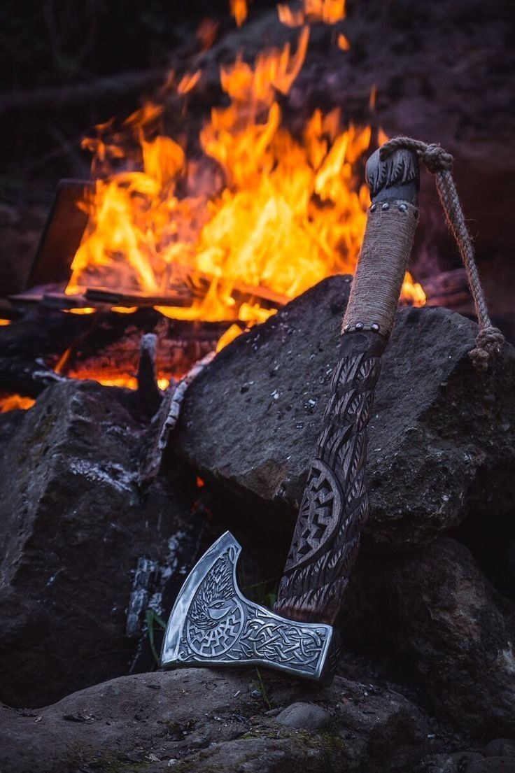 736x1105 Axes aesthetic. Two medieval axes on gravel, Dark viking aesthetic, Viking axe