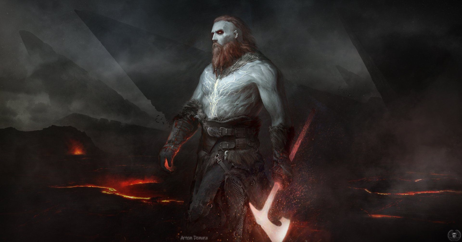 1920x1006 Download Axe Warrior Fantasy Viking Fantasy Warrior 4k Ultra HD Wallpaper