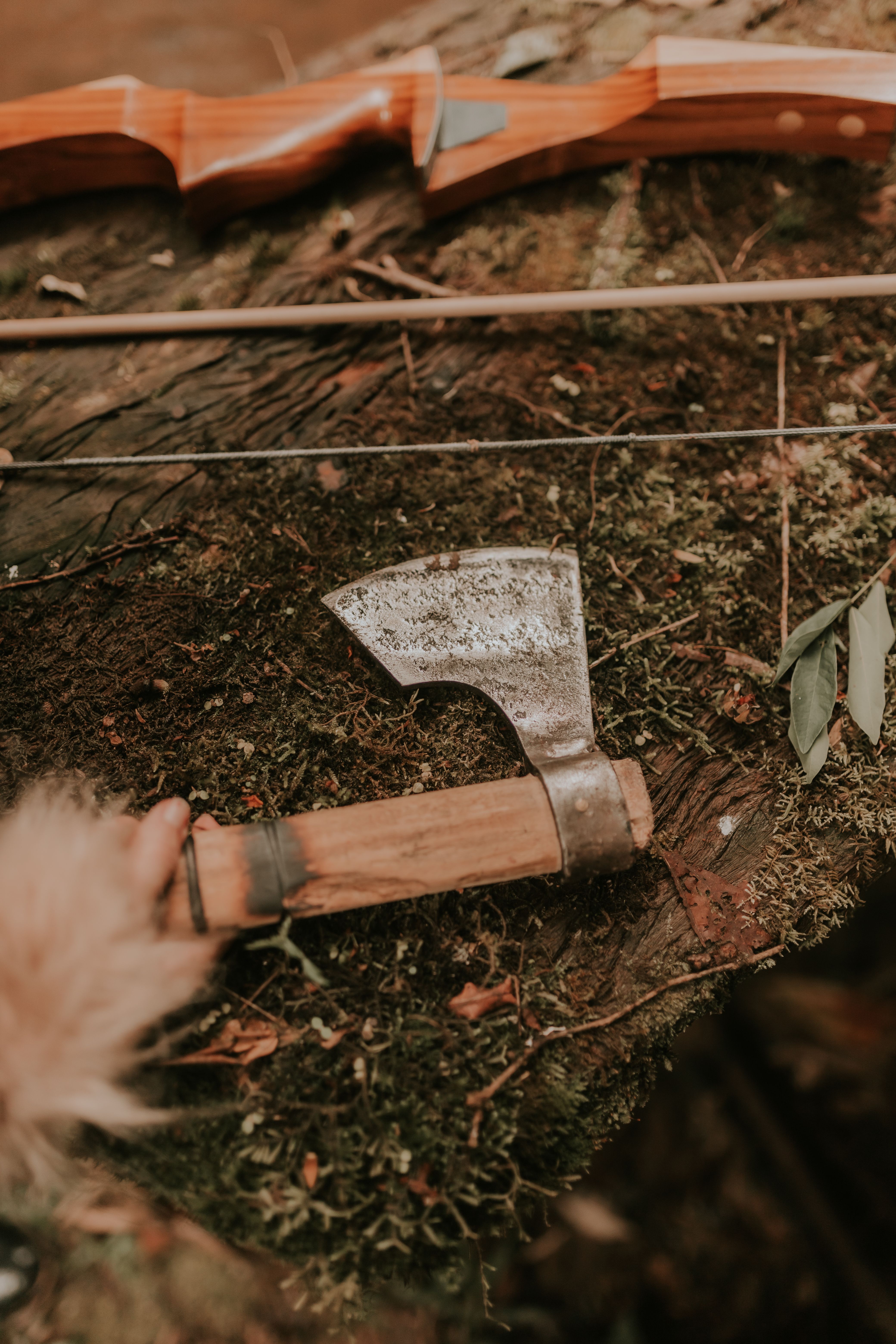 4160x6240 Axe and Bow on Ground · Free