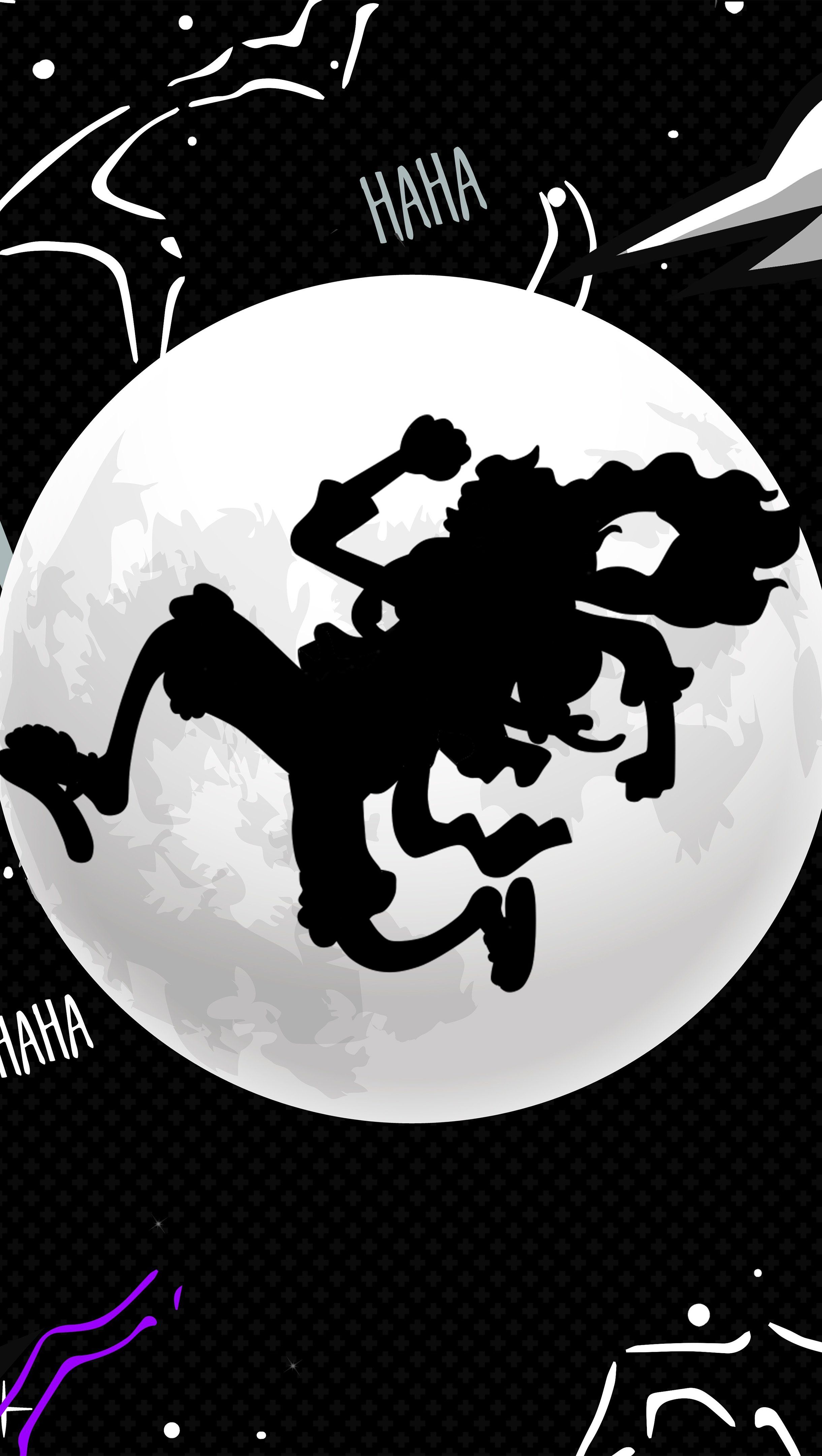 2440x4320 Luffy Gear 5 jumping next to the moon Anime Wallpaper 4K for iPhone and Mobile Phone