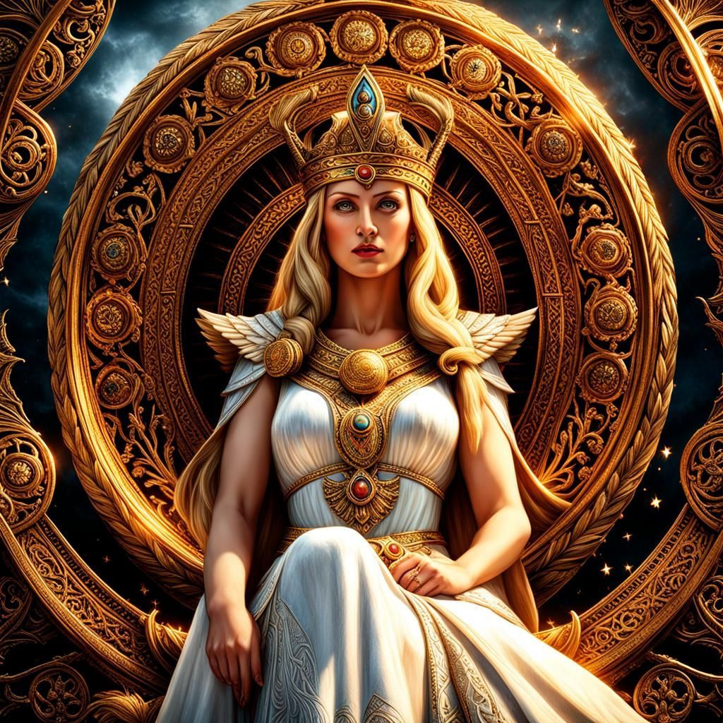 1024x1024 Frigg (Frigg): The queen of the Aesir, wife of Odin, and the goddess of marriage