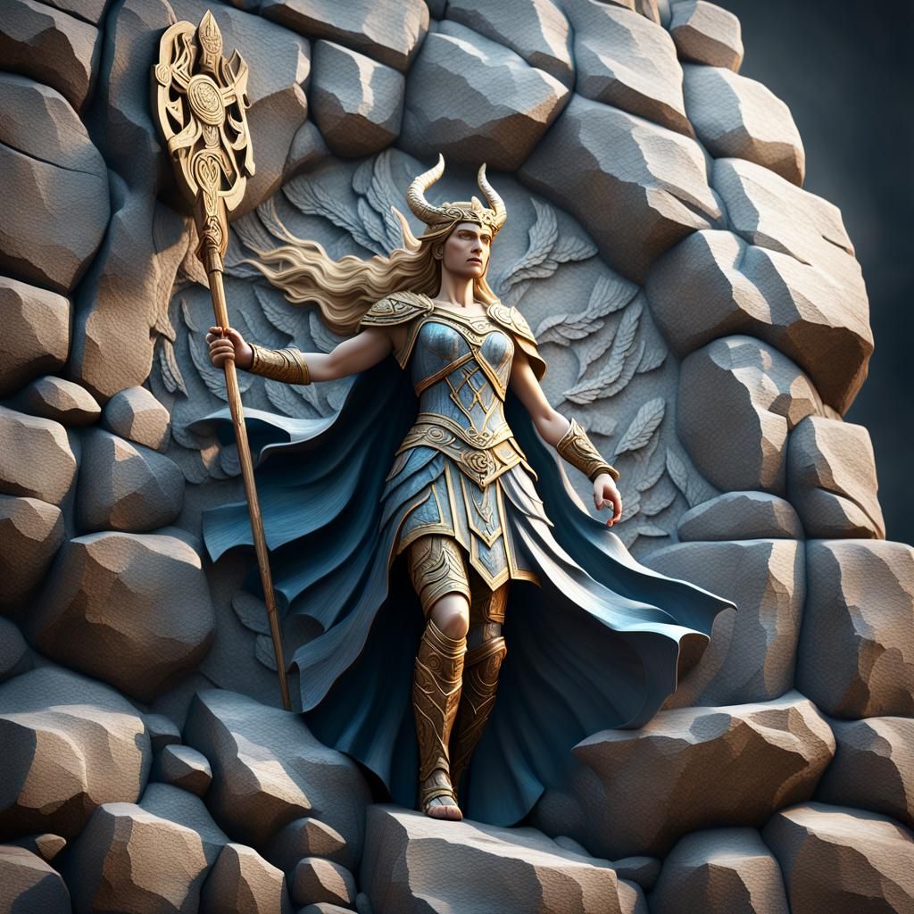 1024x1024 Frigga Norse Goddess High Relief Sculpture 3D Rend