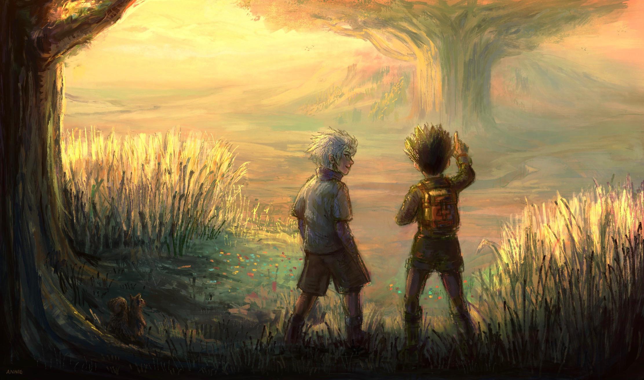 2224x1313 i painted gon and killua going on an adventure!