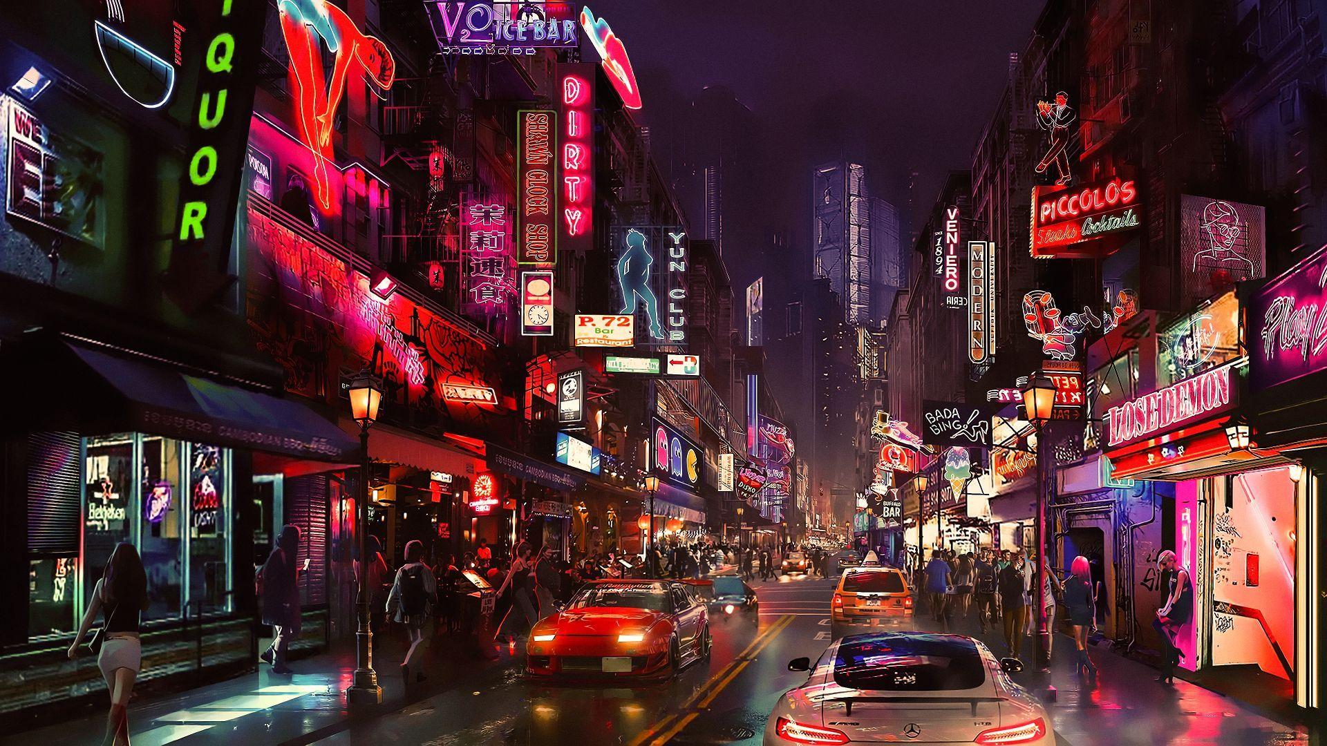 1920x1080 Wallpaper cyberpunk, future world, 4K, Art