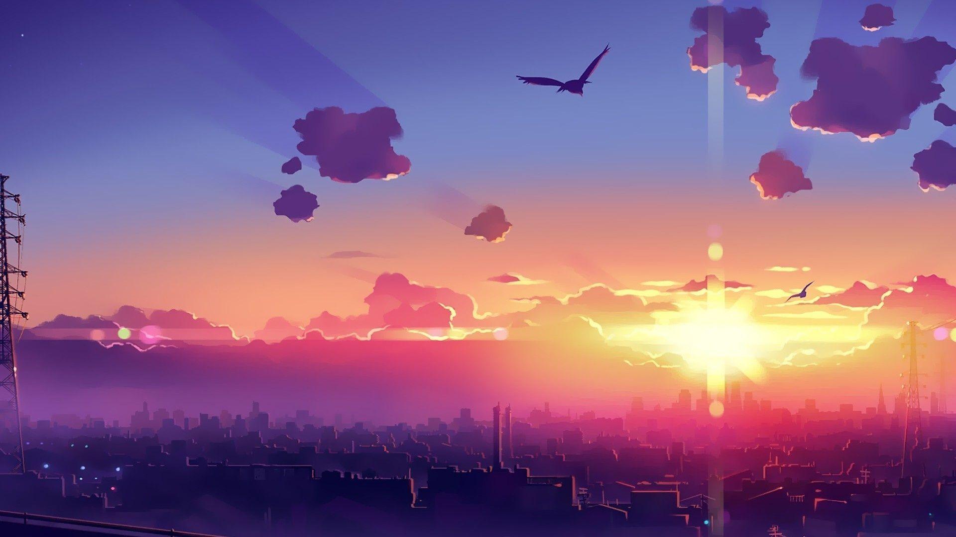 1920x1080 view animeìm với Google. Pemandangan anime, Pemandangan
