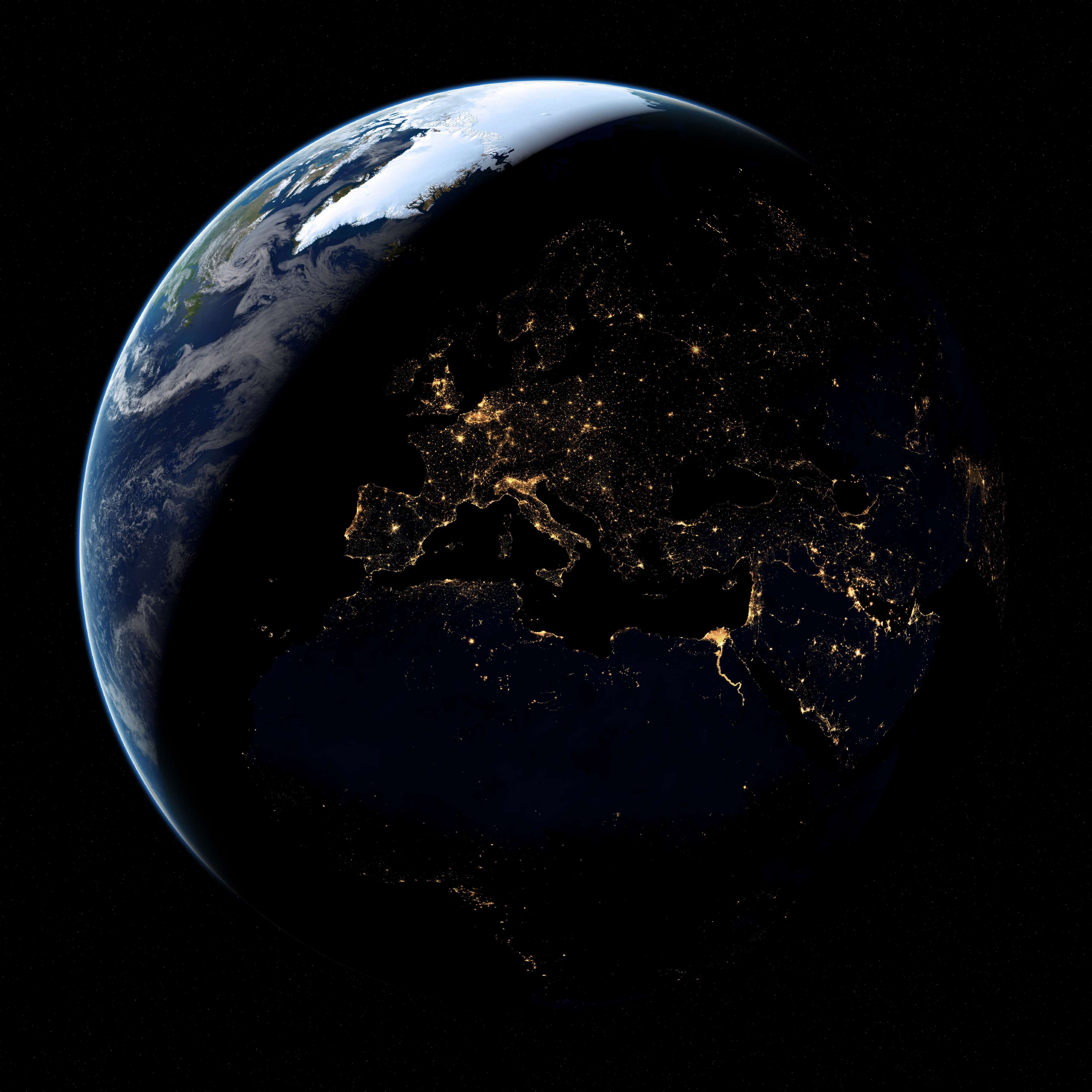 3840x3840 astronomy, city lights, clouds, cosmic, cosmos, earth, global, globe