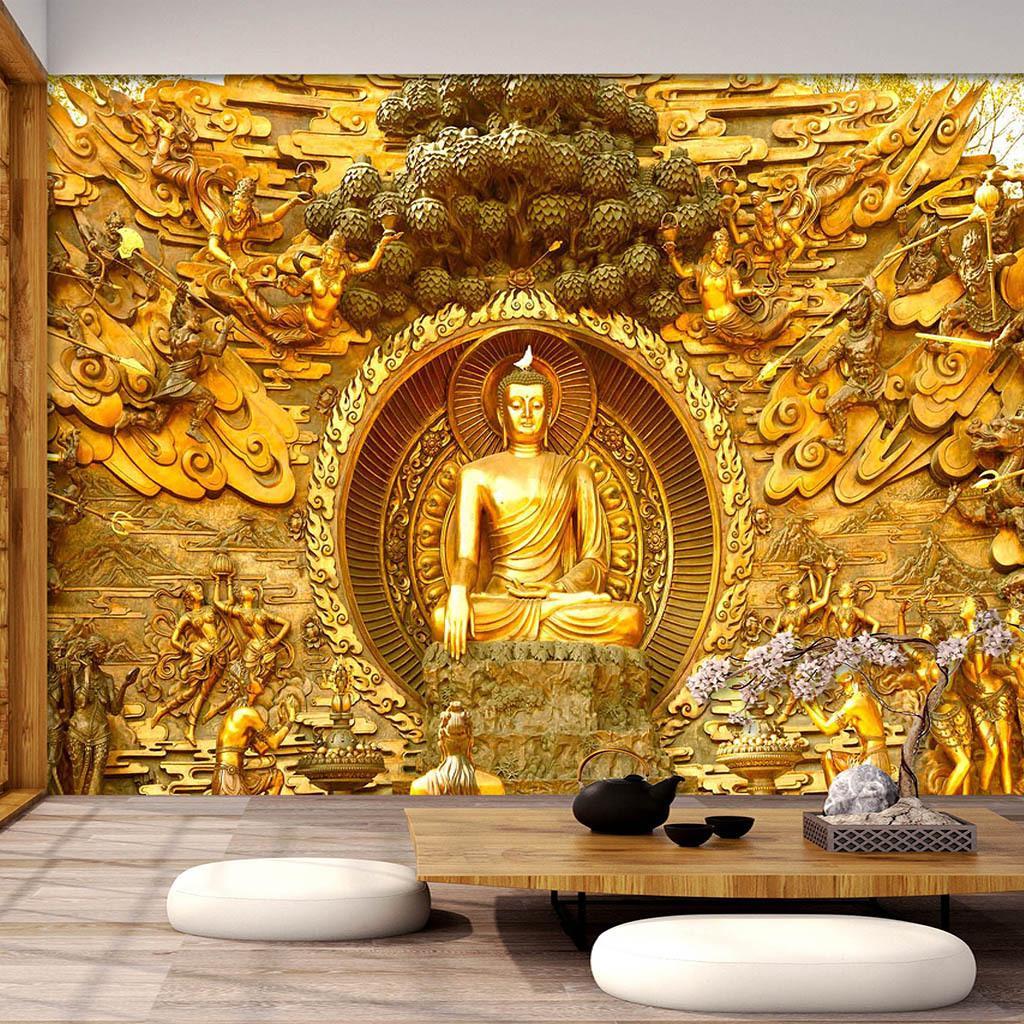 1024x1024 3D Mural Buddha Statue Background Home Décor Wallpaper Vegetarian Restaurant Temple Buddhist Wallpaper For Home & Garden Free Animated Wallpaper Free Christmas Wallpaper From Cocosoly_top, $23.1.