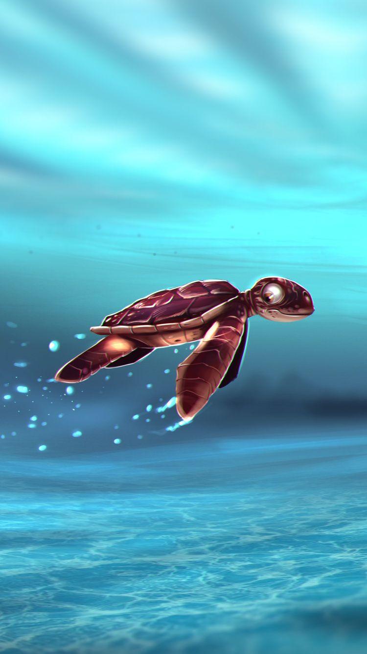 750x1334 Turtle Baby In Water Artwork 5k iPhone iPhone 6S
