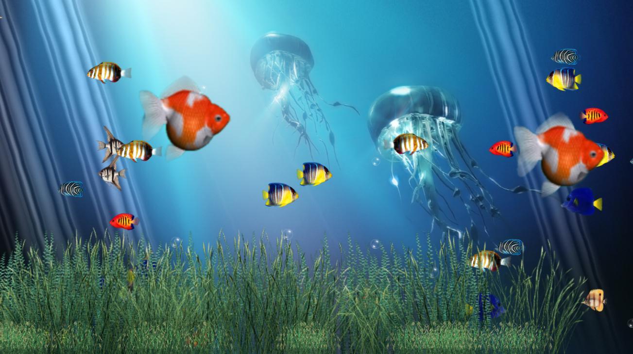 1303x730 Animated Aquarium Desktop Wallpaper