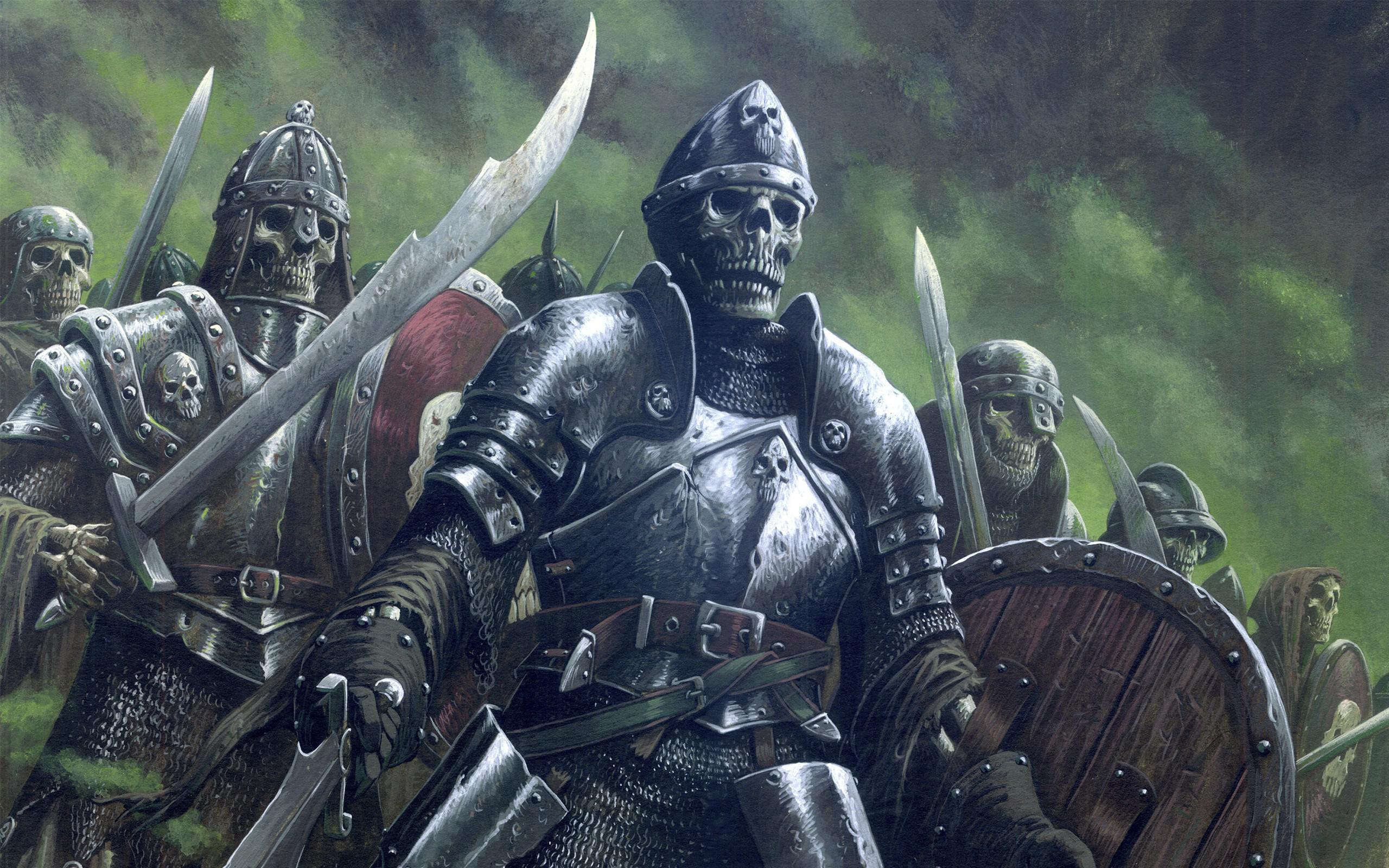 2560x1600 HD Army Undead Fantasy Art Armor Skeletons Artwork Warriors Picture