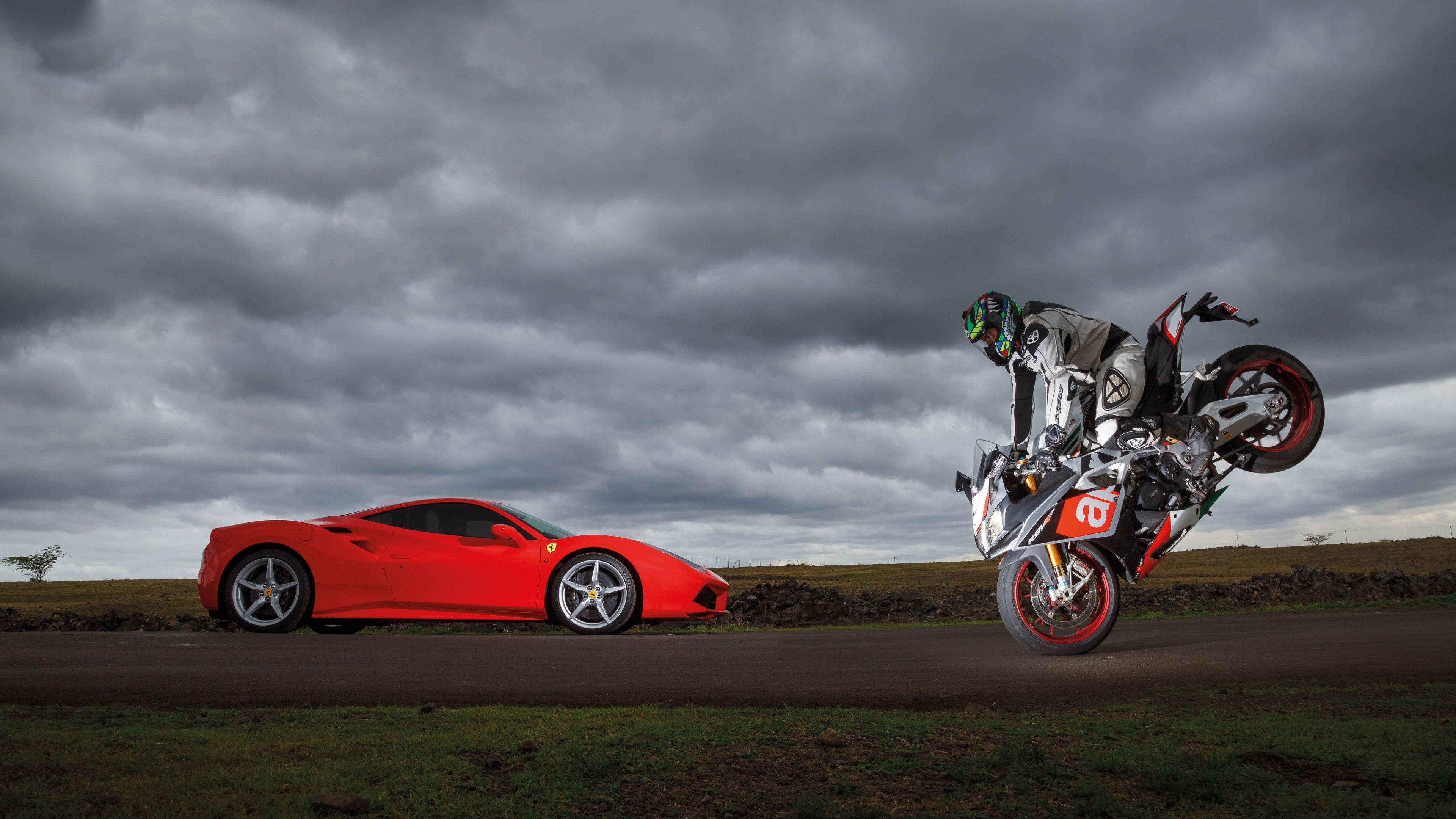 3840x2160 Wallpaper 4k Ferrari 488 GTB Vs Aprilia RSV4 4k Wallpaper, 5k