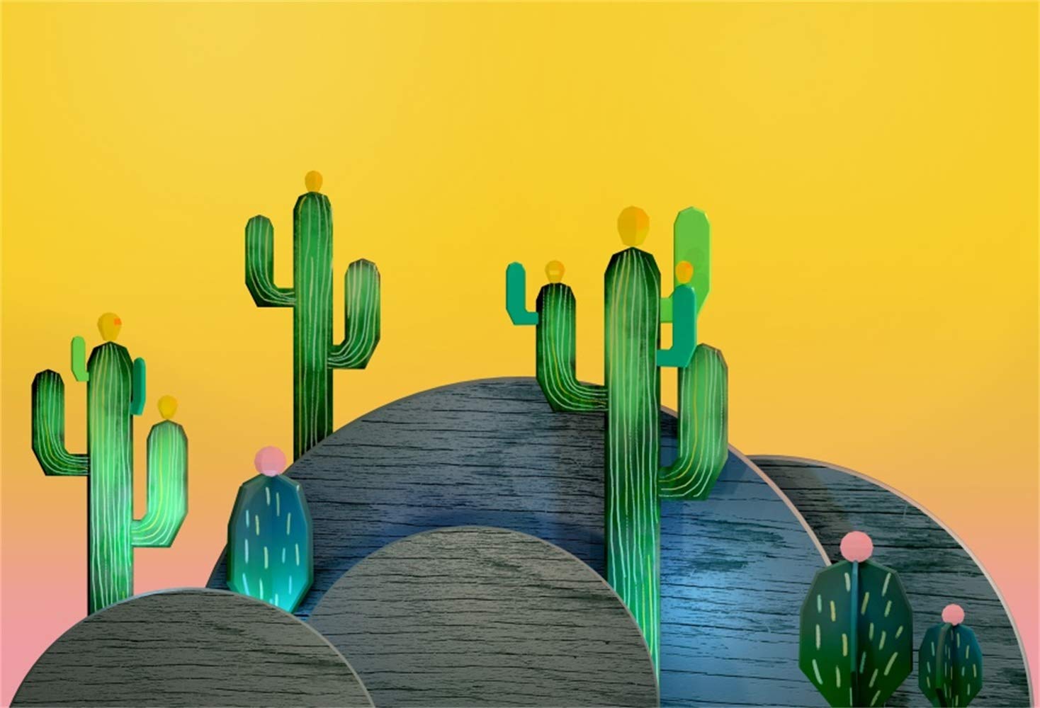 1468x1000 Buy Laeacco 7x5ft Childish Art Design Green Cactus Rustic Wooden