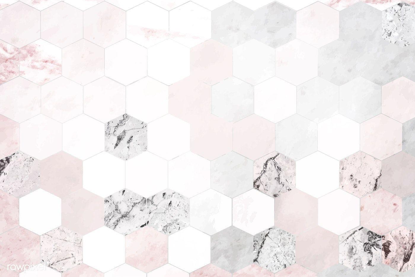 1400x934 Hexagon pink marble tiles patterned background vector. free image