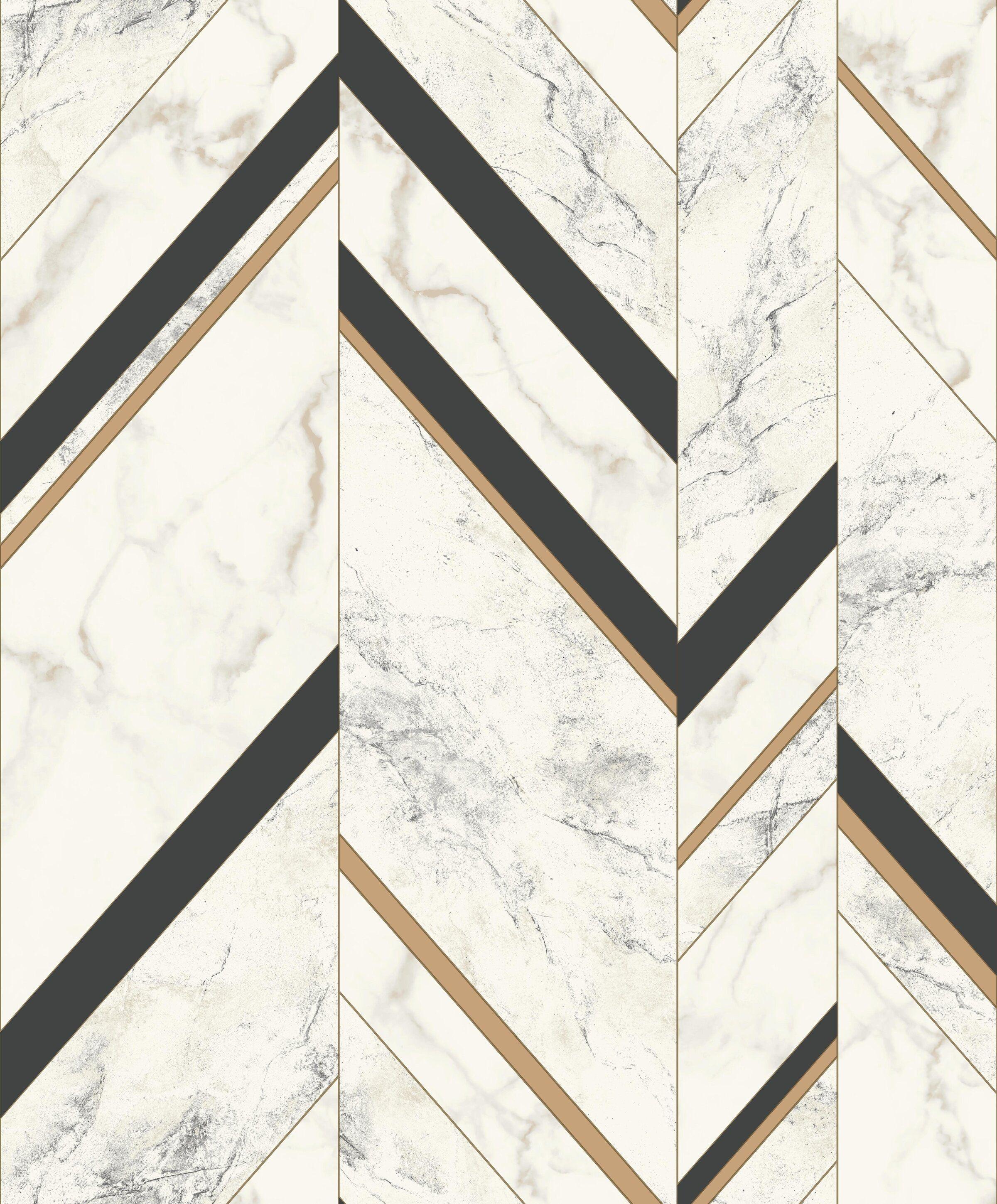 2400x2898 Ivy Bronx Drumroan 32.8' L x 20.8 W Marble Chevron Wallpaper Roll