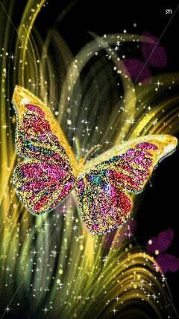 720x1280 golden butterfly wallpaper
