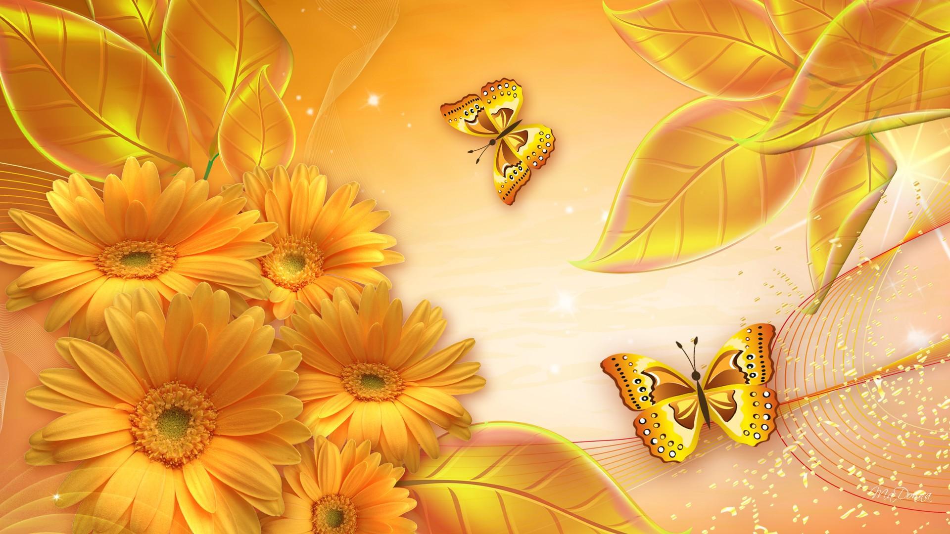 Gold Butterflies Wallpaper –