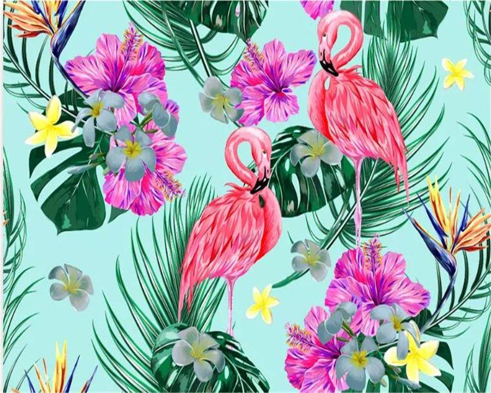 1000x800 beibehang 3D mural wallpaper Custom photo wallpaper flamingo