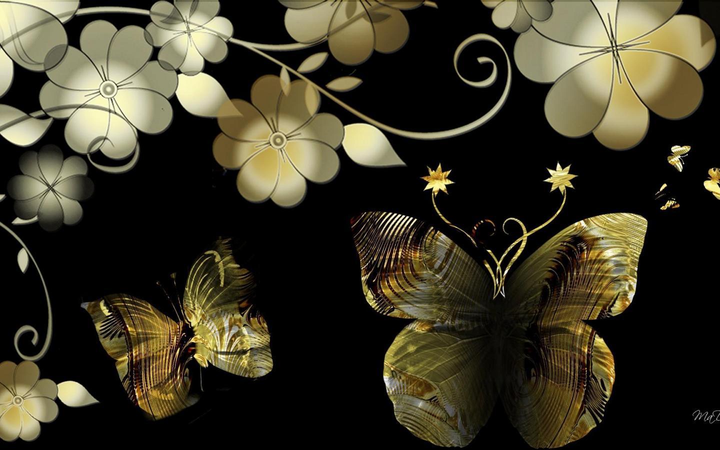 1440x900 Black and Gold Abstract Wallpaper