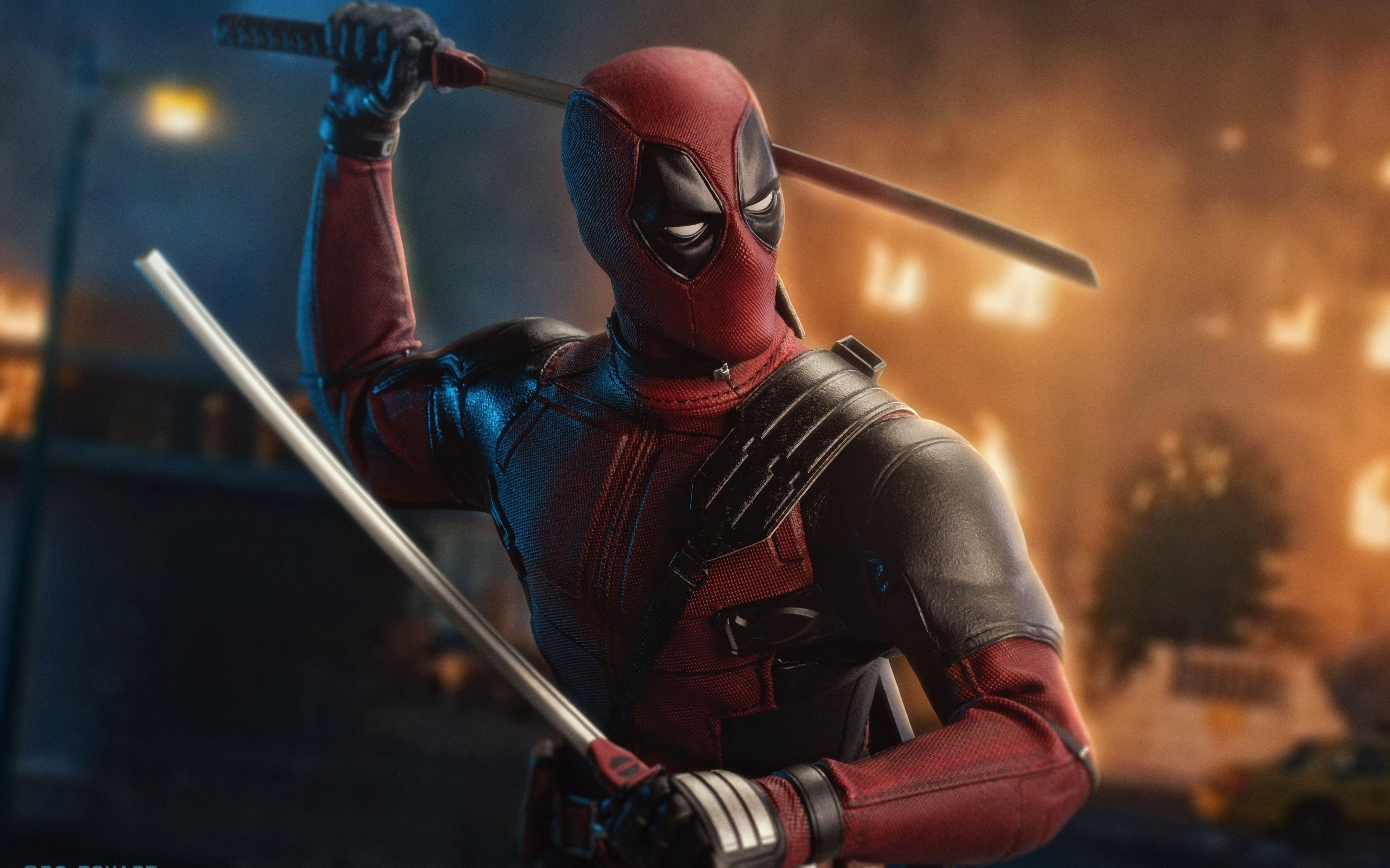 3840x2400 Download Deadpool, marvel, superhero, toy figure, art wallpaper, 3840x 4K Ultra HD 16: Widescreen