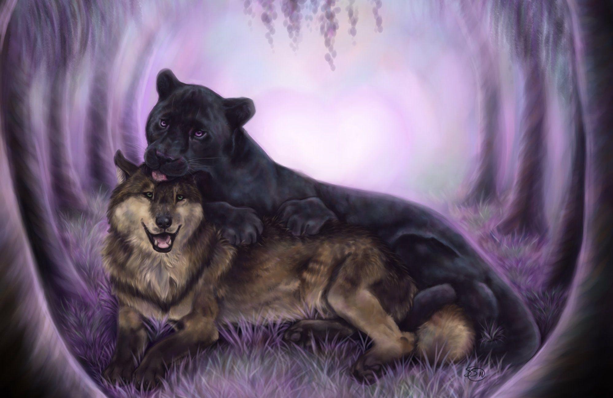 1998x1299 wolf, Art, Black, Animal, Panther Wallpaper HD / Desktop