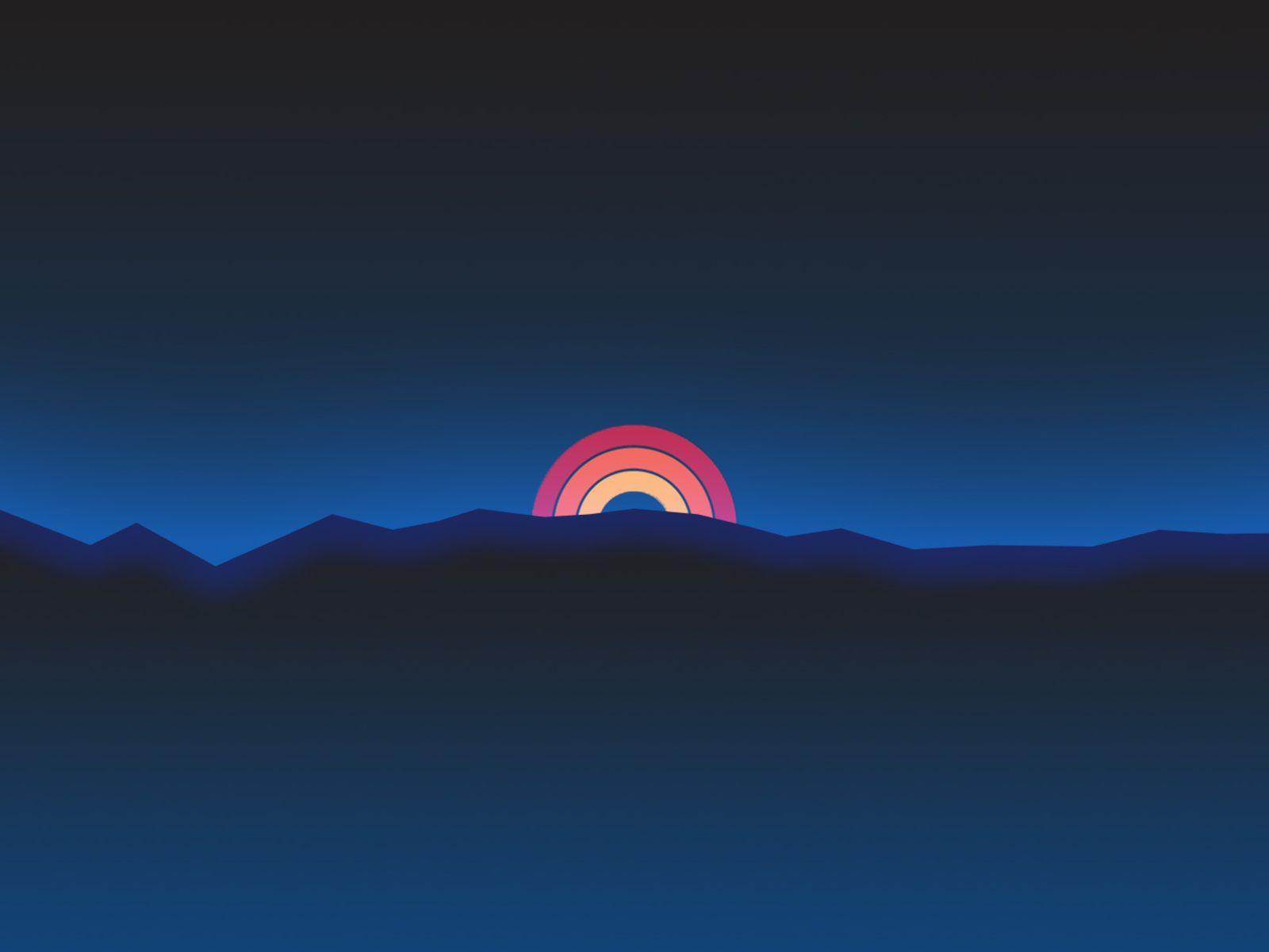 1600x1200 Minimalism Neon Rainbow Sunset Retro Style 1600x1200