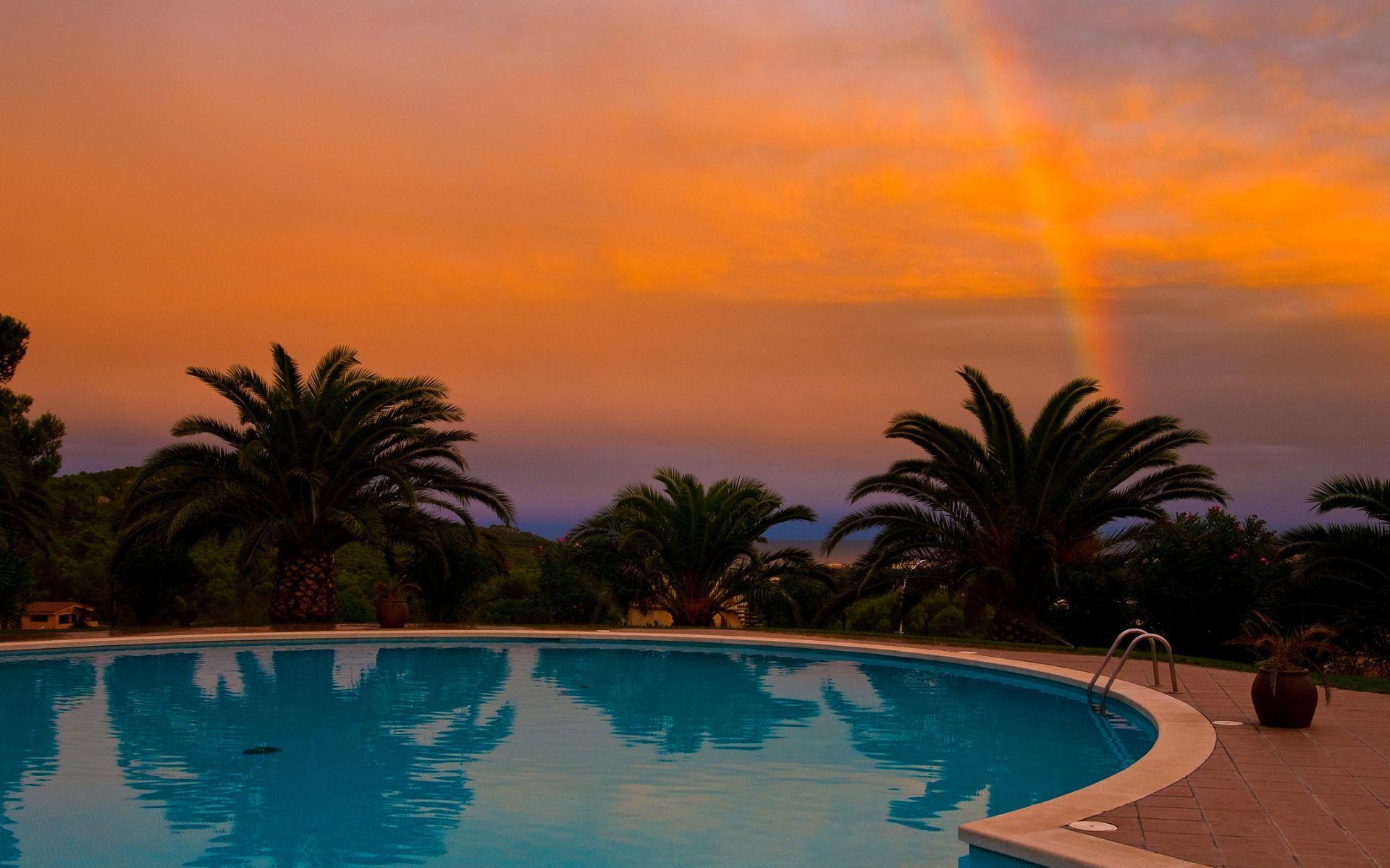 1920x1200 awesome sunset wallpaper pool Desktop Wallpaperk HD