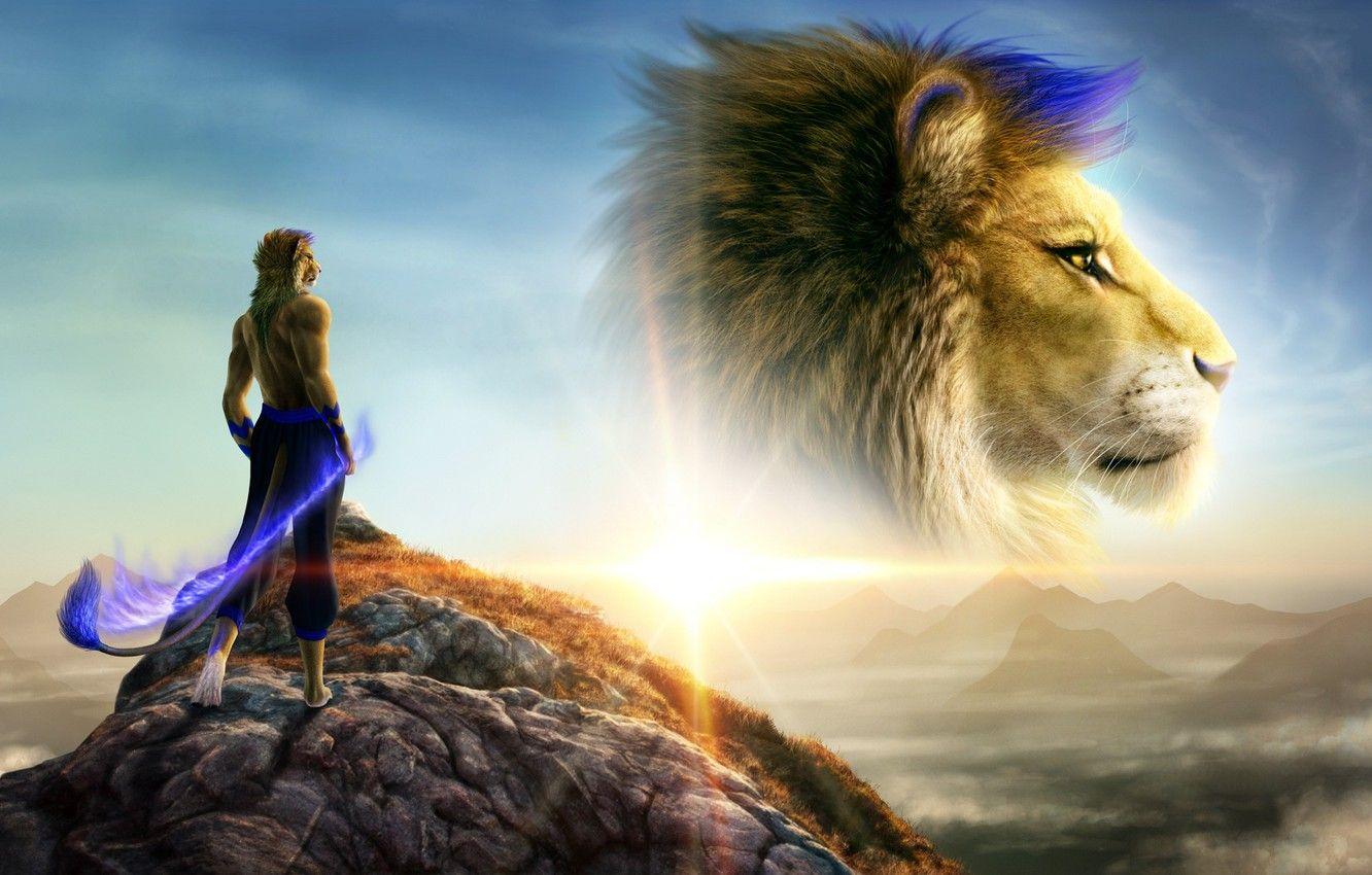 1332x850 Wallpaper sunset, Leo, hill, lions image for desktop, section фантастика