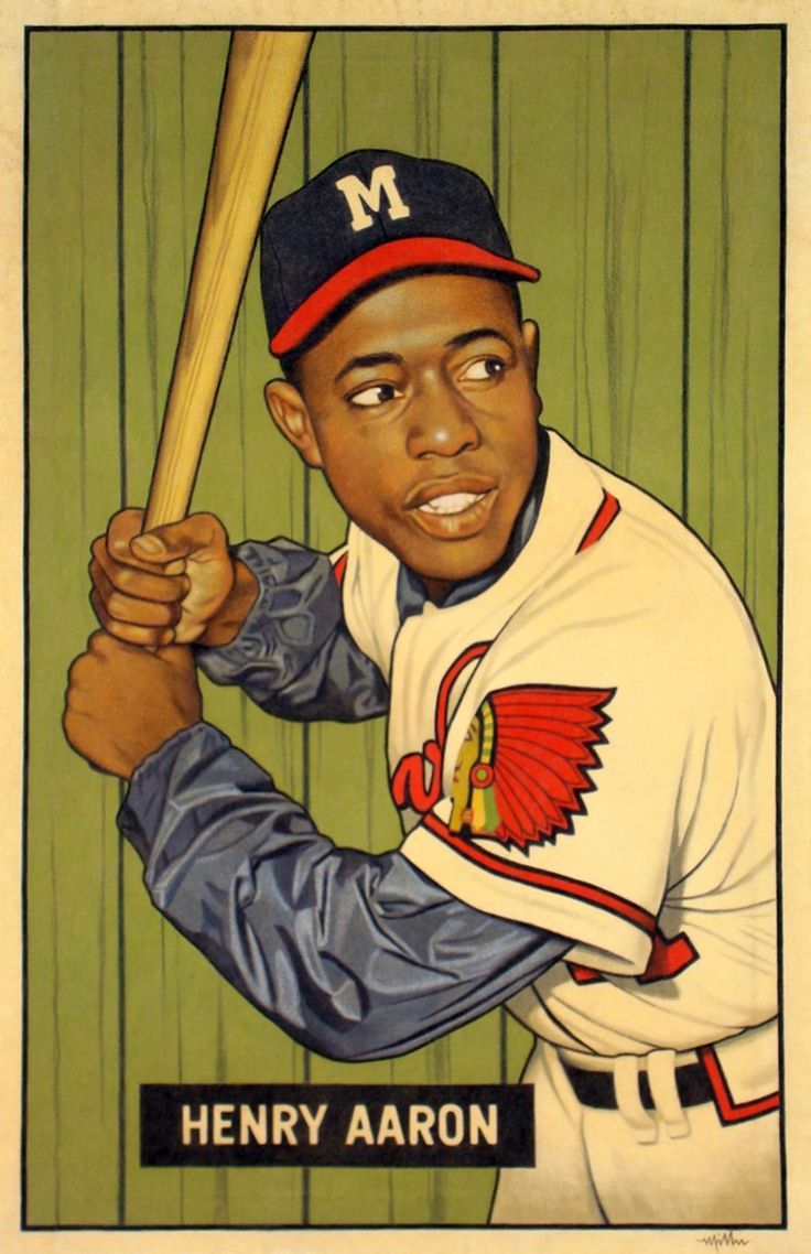 736x1138 Hank Aaron 1951 Bowman Card That Never Was Original Artwork by Arthur Miller, 2017