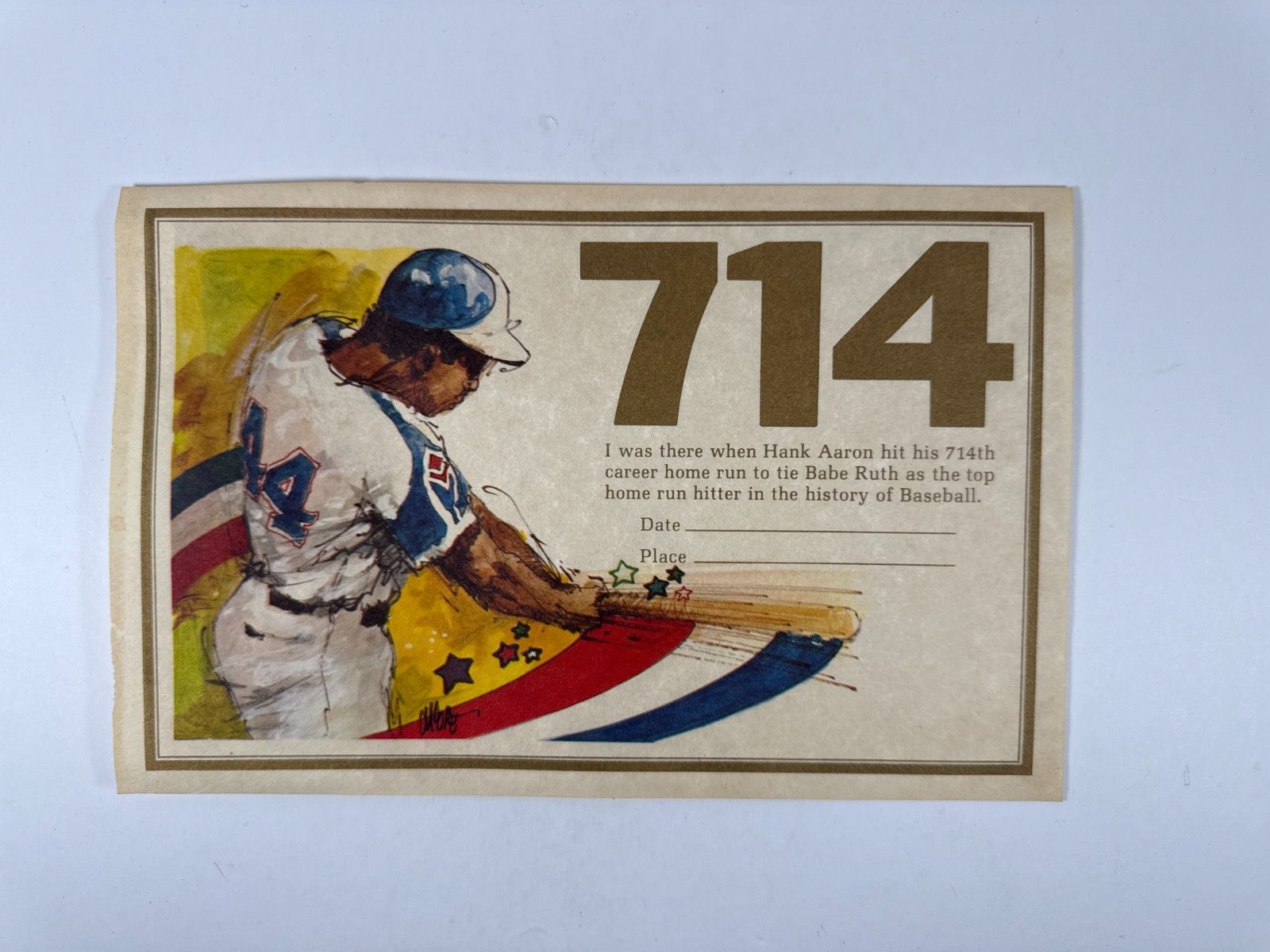1600x1200 VINTAGE Hank Aaron ' I Was There.5 x 8.5 Certificate