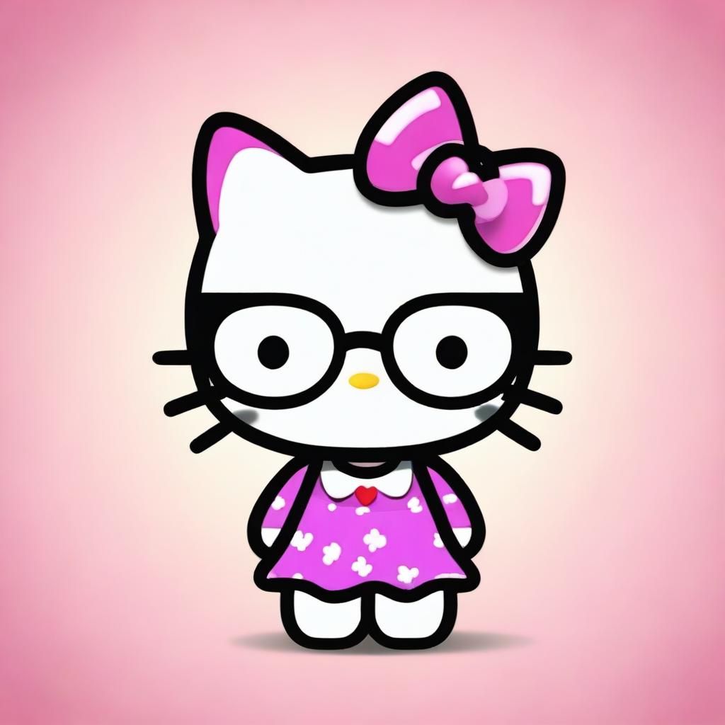 1024x1024 Create a Unique Hello Kitty Image with Tan Skin, Purple and Black Hair, and Glasses