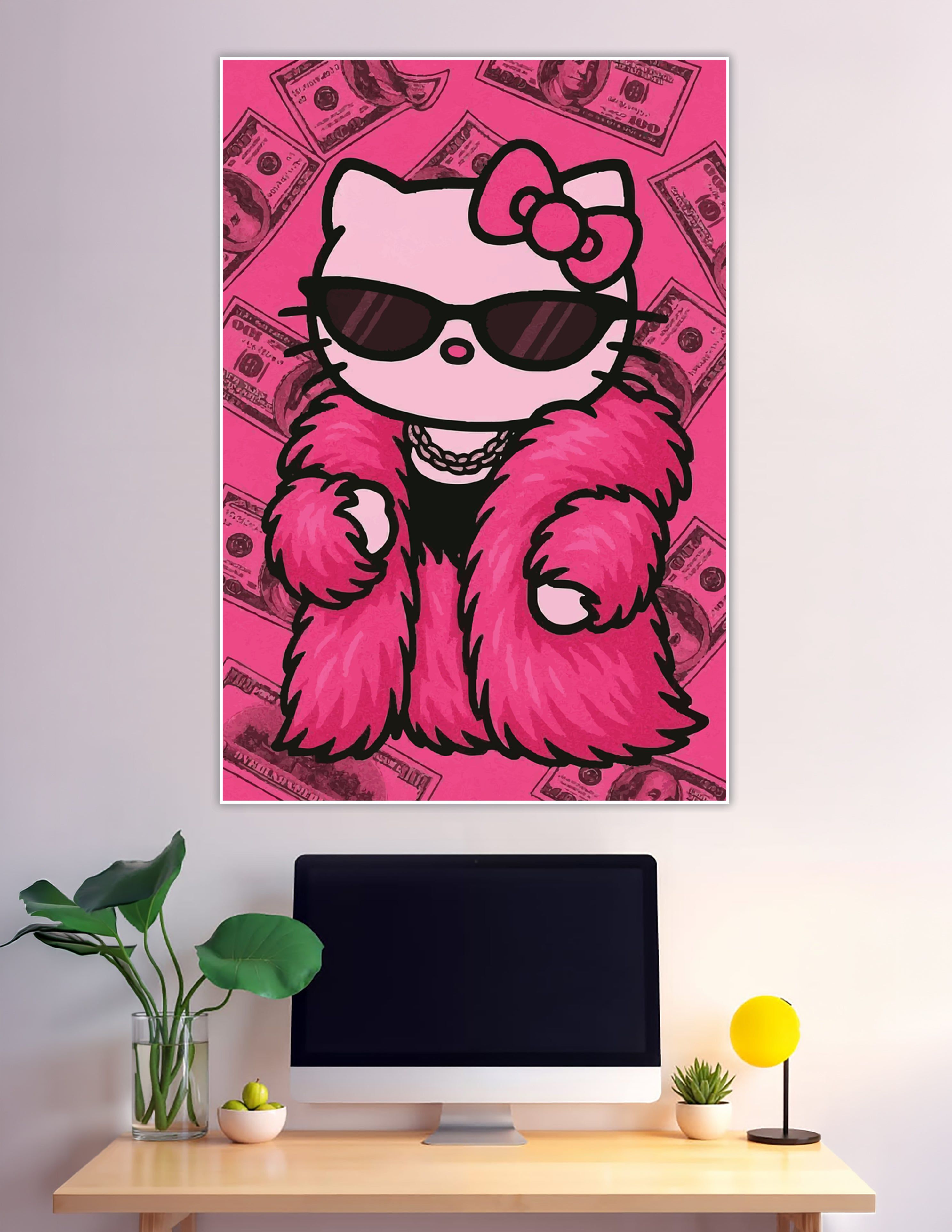 2975x3850 Boss Kitty Pink Fur Money Pop Art Poster