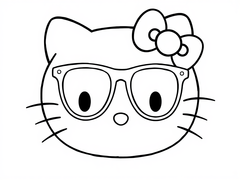 1024x768 Free Coloring Sheets. hello kitty. hello kitty with glasses