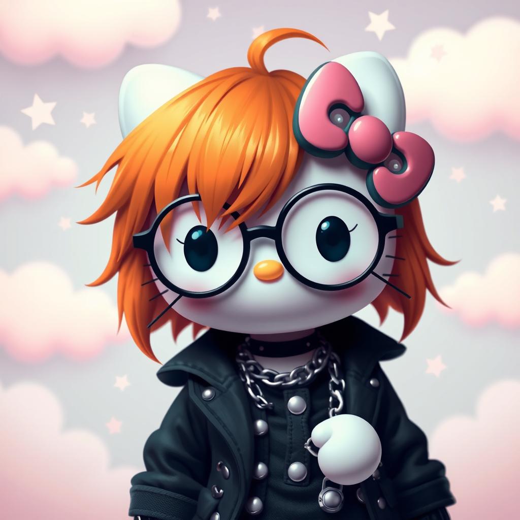 1024x1024 Emo Inspired Hello Kitty Art With Ginger Hair And Punk Accessories