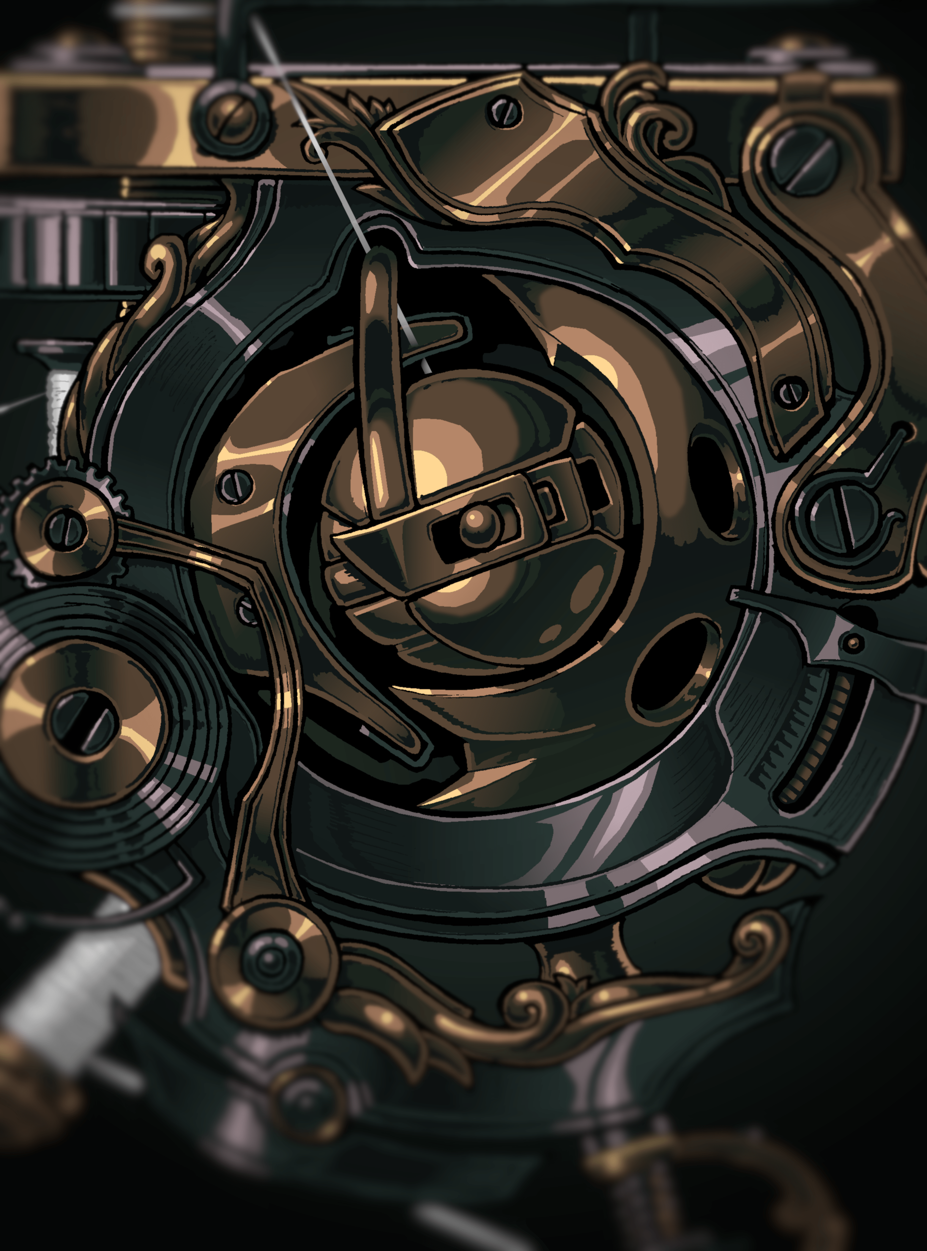 3120x4208 Good Hour, ladies and gentlemen) The clockpunk theme caused a very violent reaction. Oo, but I was just preparing this work
