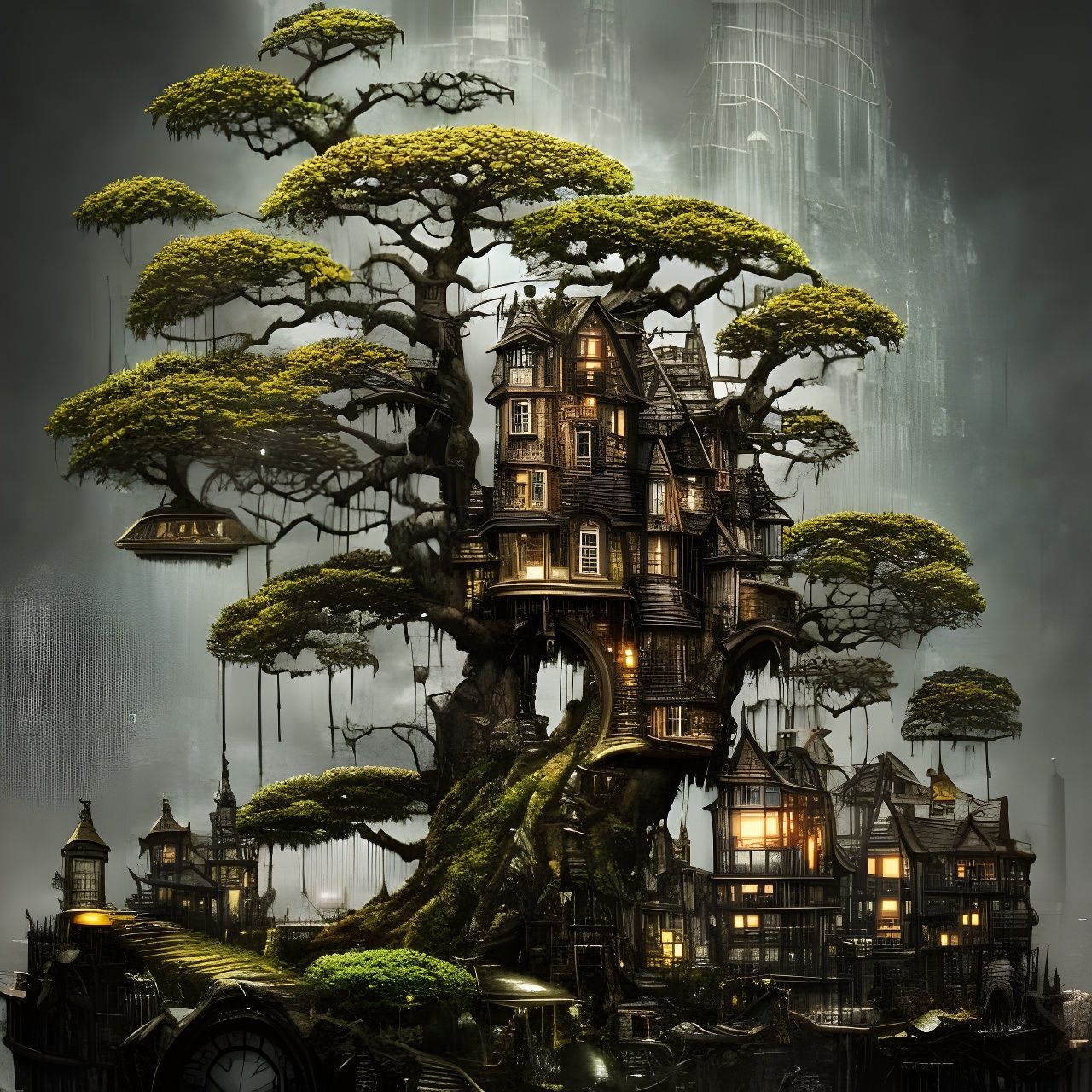 1280x1280 Clockpunk bonsai village Bonsai Village: Detaile