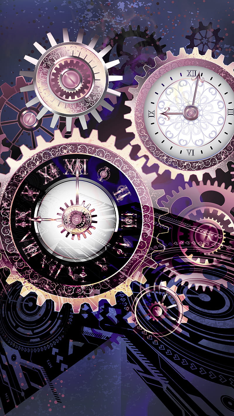 800x1422 HD steampunk clock wallpaper