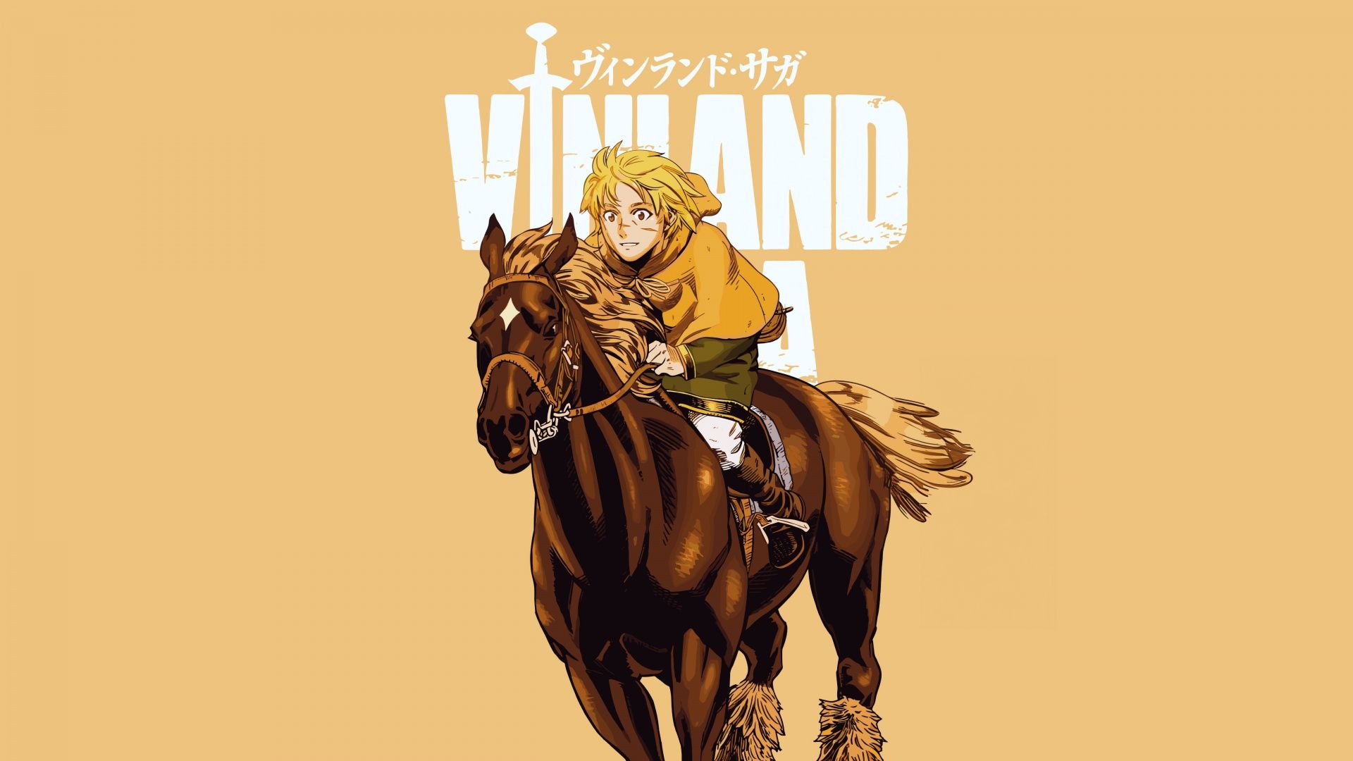 1920x1080 Vinland Saga Wallpaper 4K, Yellow background, Minimalist, 5K