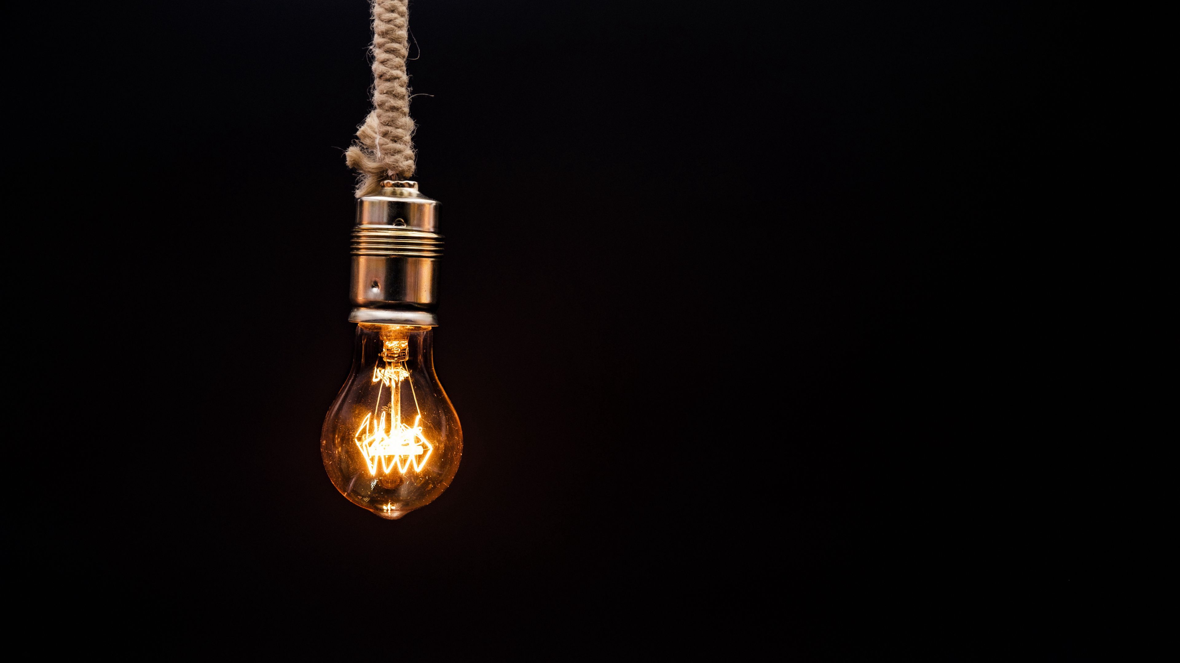 3840x2160 Bulb Light Hanging With Rope 4K HD Minimalist Wallpaper