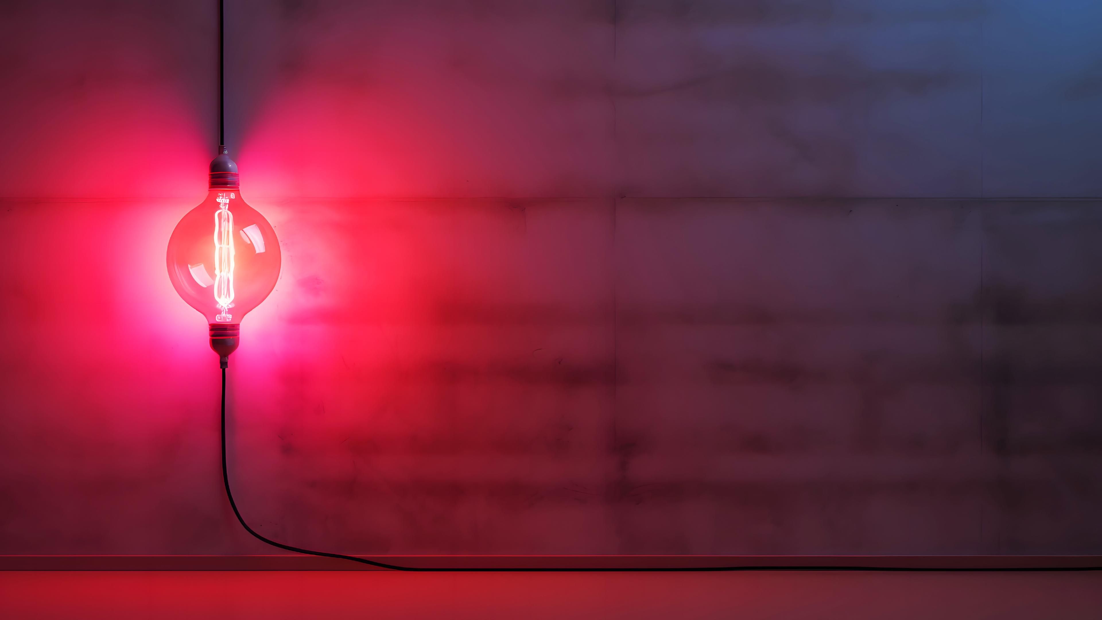 3840x2160 Neon Red Light Wallpaper