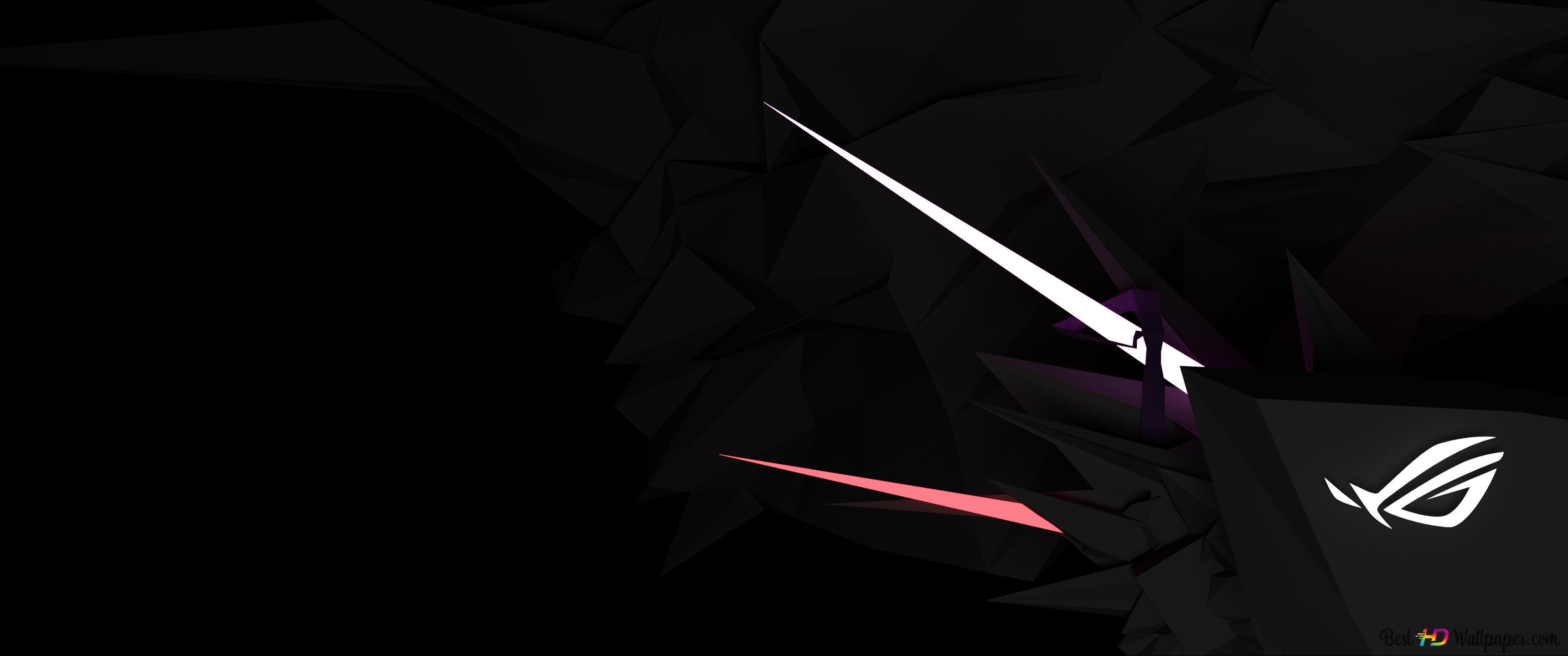 3440x1440 Asus ROG (Republic of Gamers) Dark Minimal White LOGO 4K wallpaper download